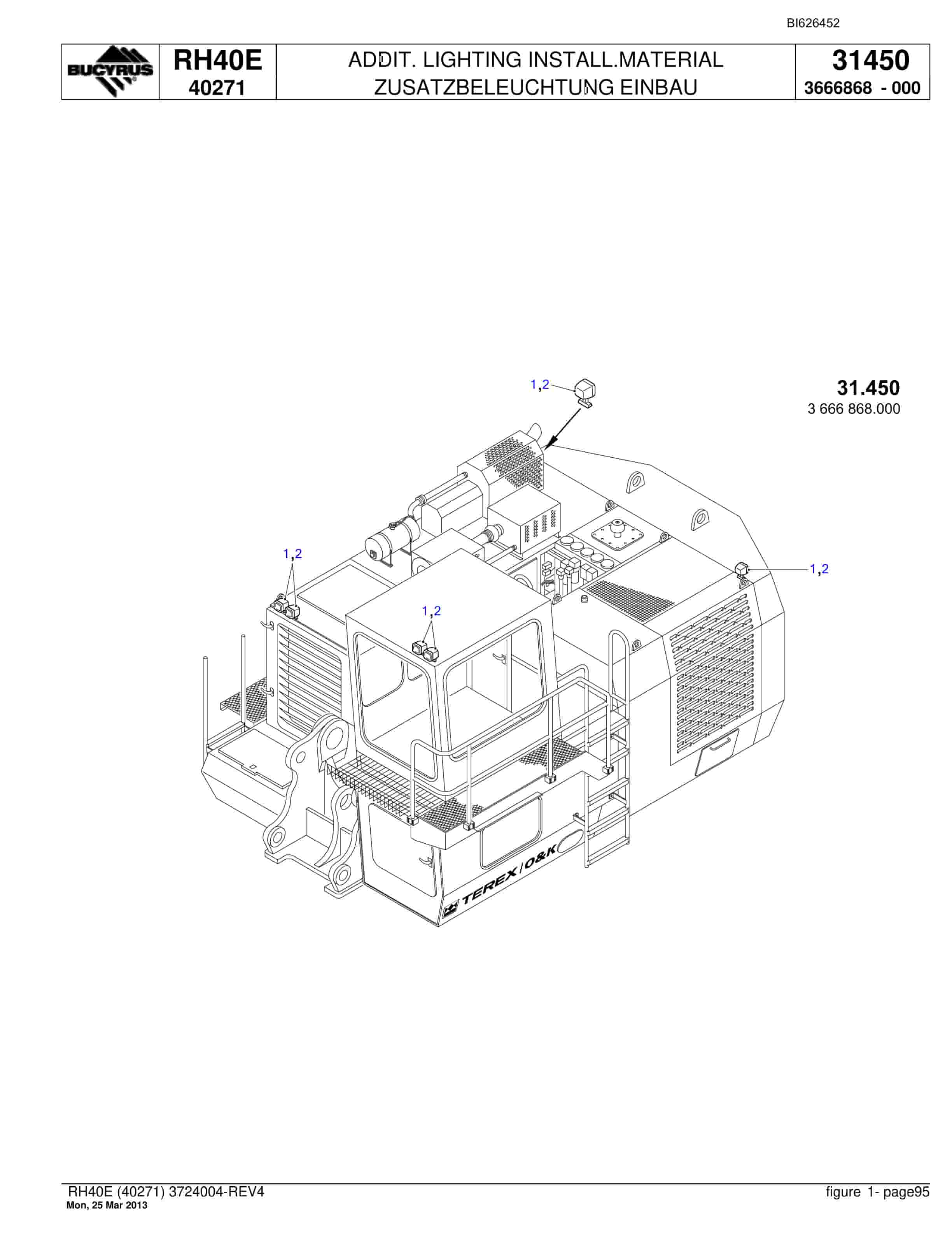 Bucyrus RH40E Hydraulic Excavator Parts Catalog BI626452-4