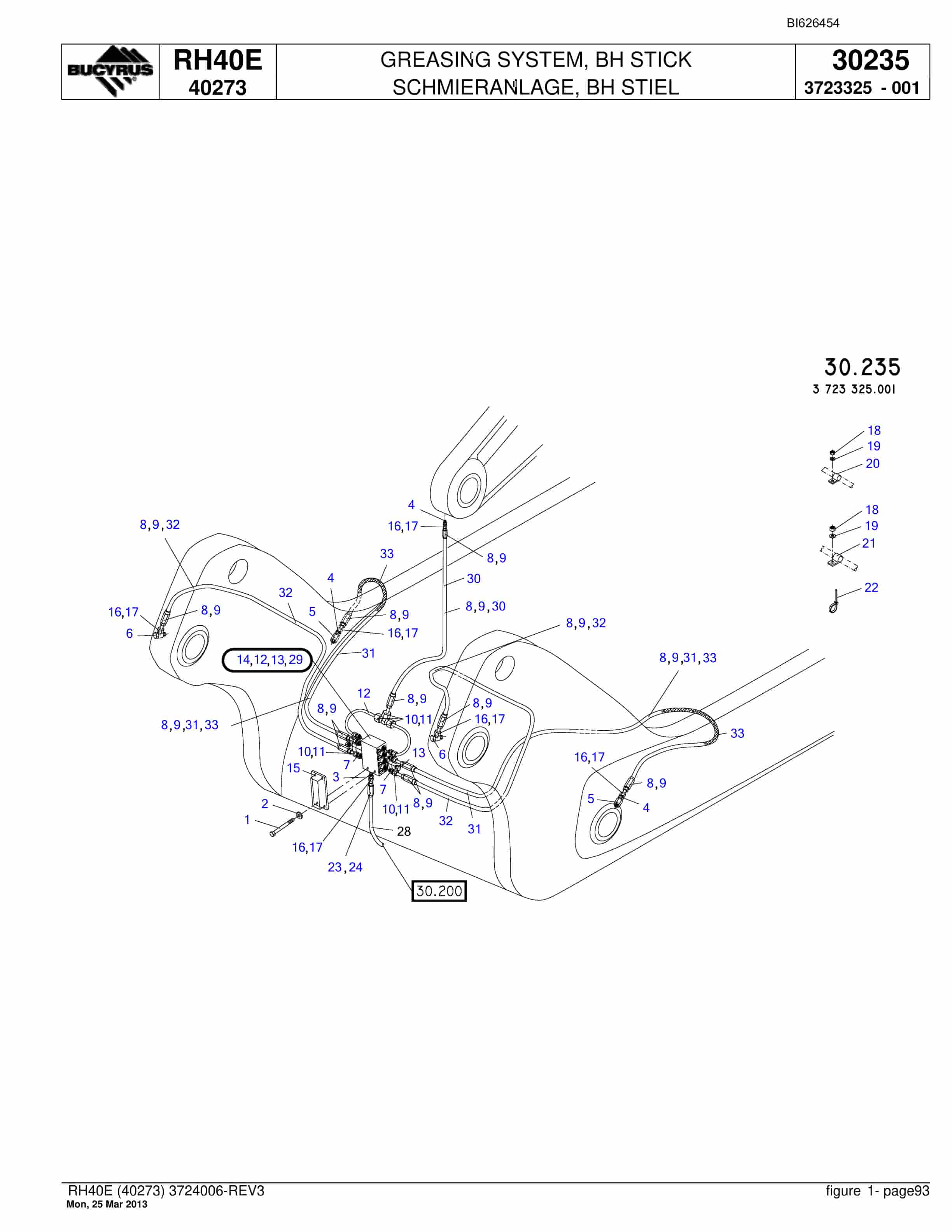 Bucyrus RH40E Hydraulic Excavator Parts Catalog BI626454-4