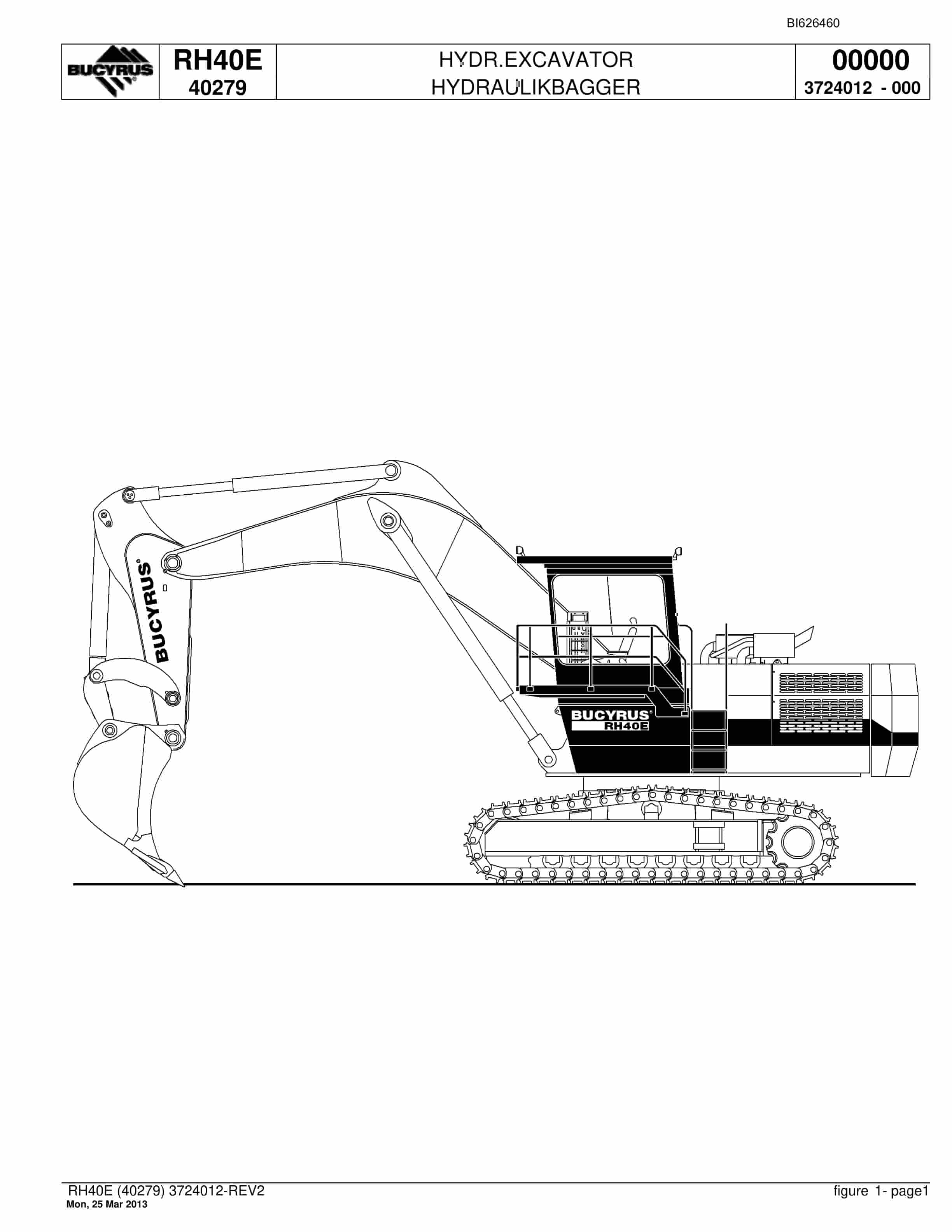Bucyrus RH40E Hydraulic Excavator Parts Catalog BI626460