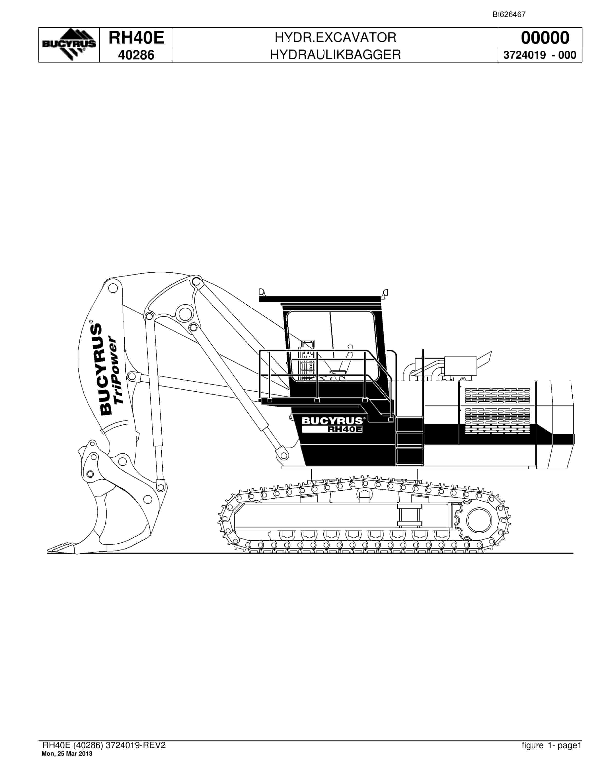 Bucyrus RH40E Hydraulic Excavator Parts Catalog BI626467