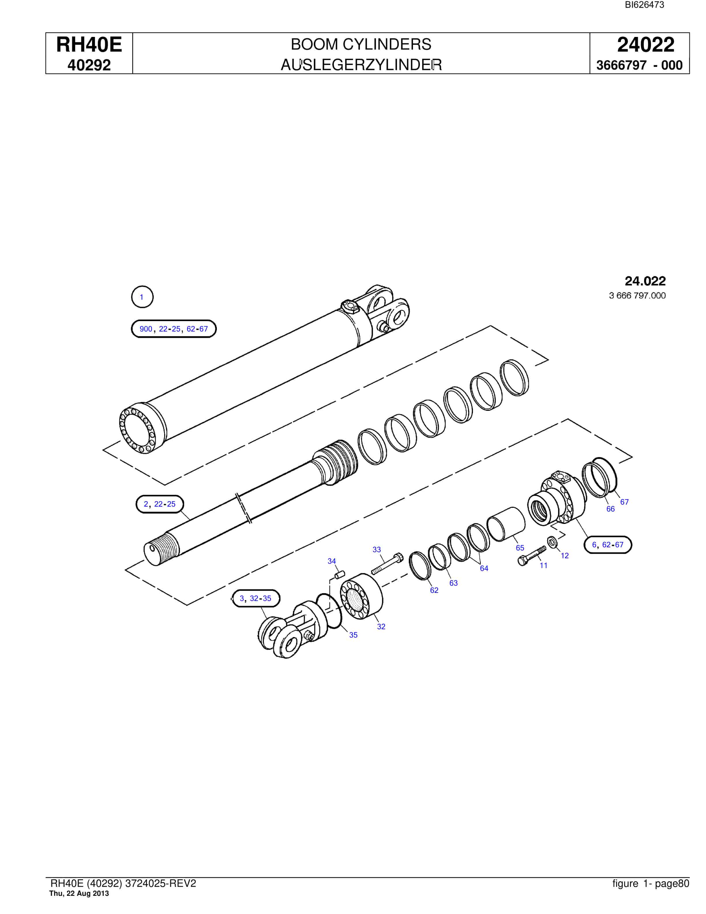 Bucyrus RH40E Hydraulic Excavator Parts Catalog BI626473-3