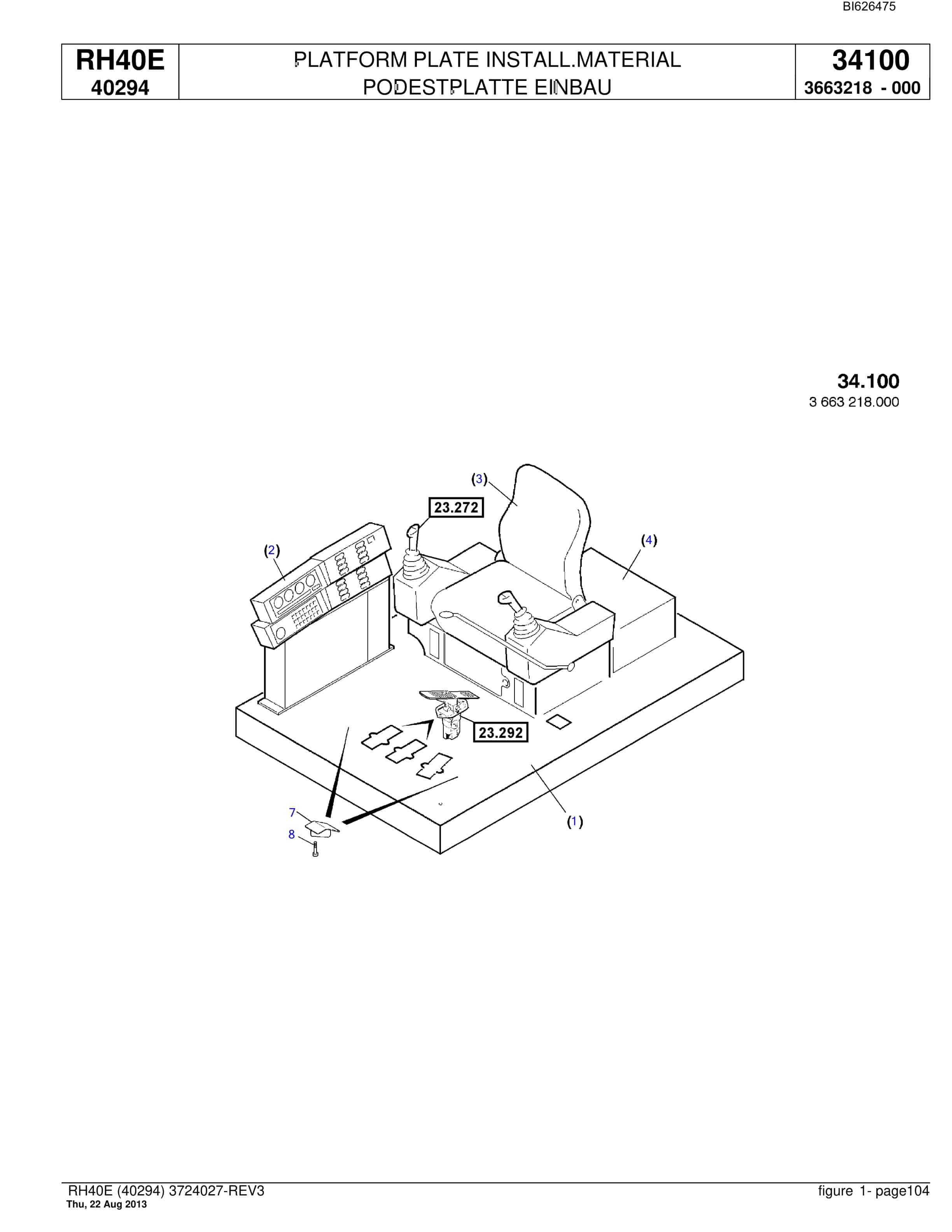 Bucyrus RH40E Hydraulic Excavator Parts Catalog BI626475-5