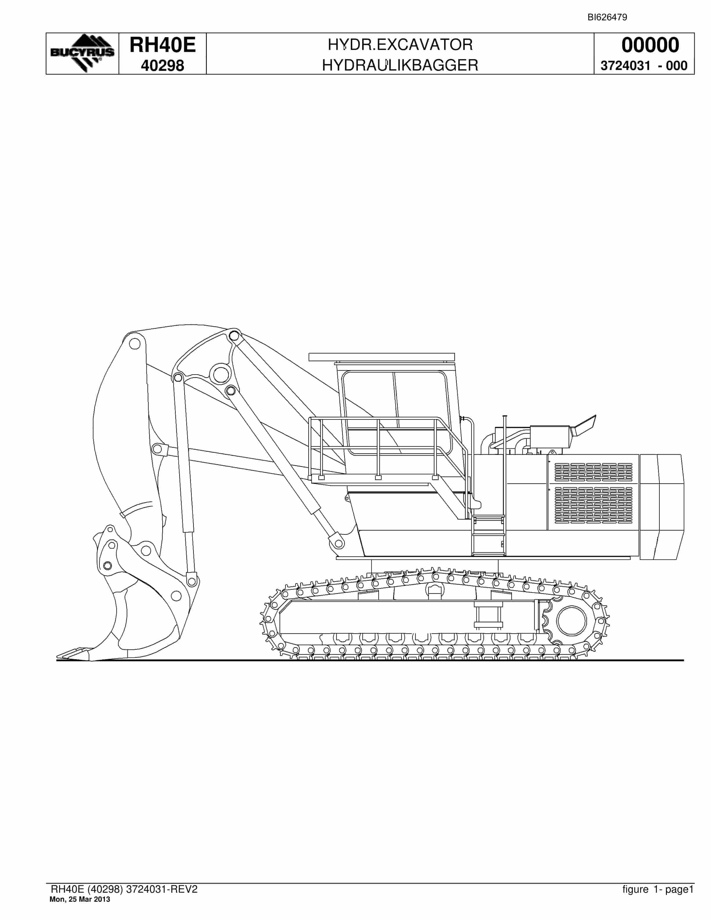 Bucyrus RH40E Hydraulic Excavator Parts Catalog BI626479