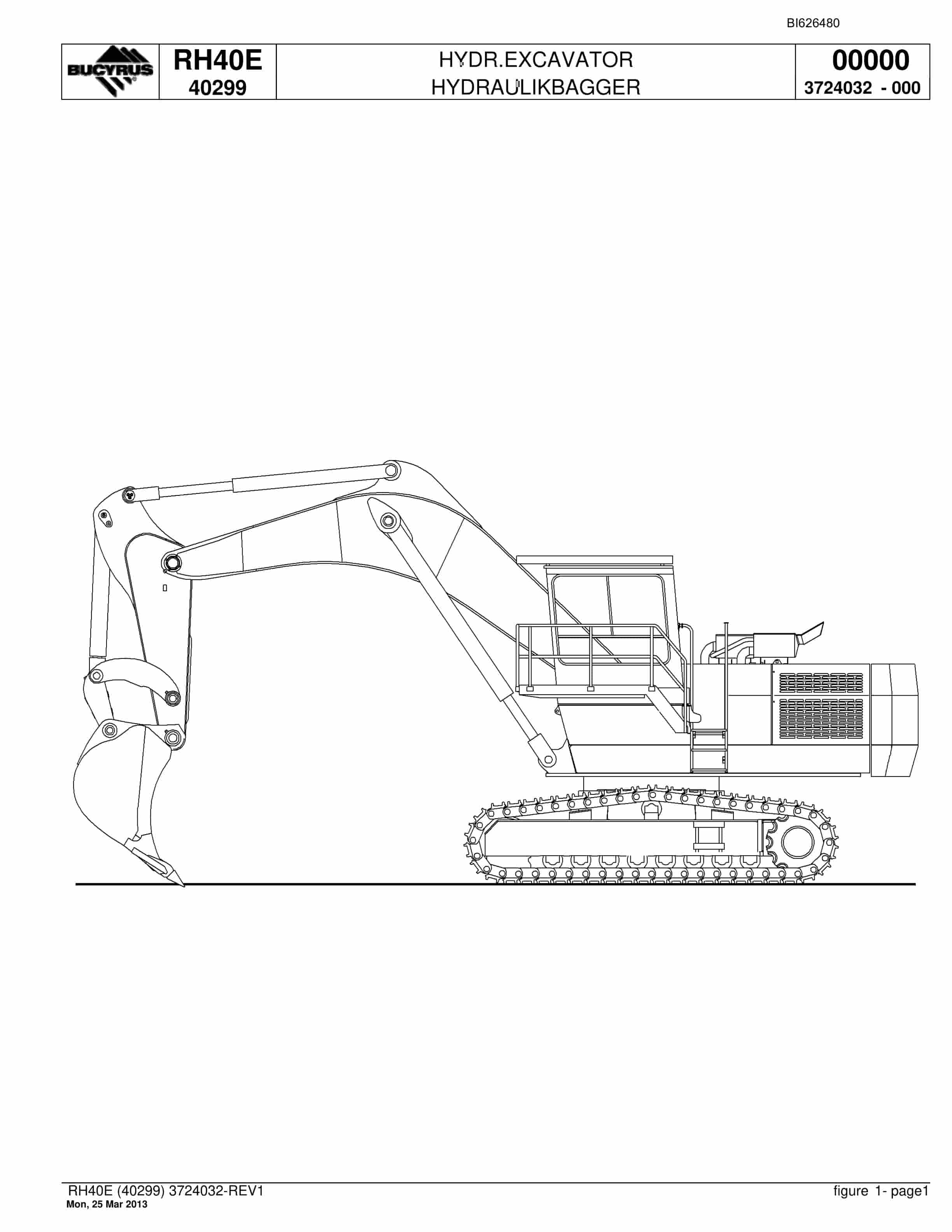 Bucyrus RH40E Hydraulic Excavator Parts Catalog BI626480