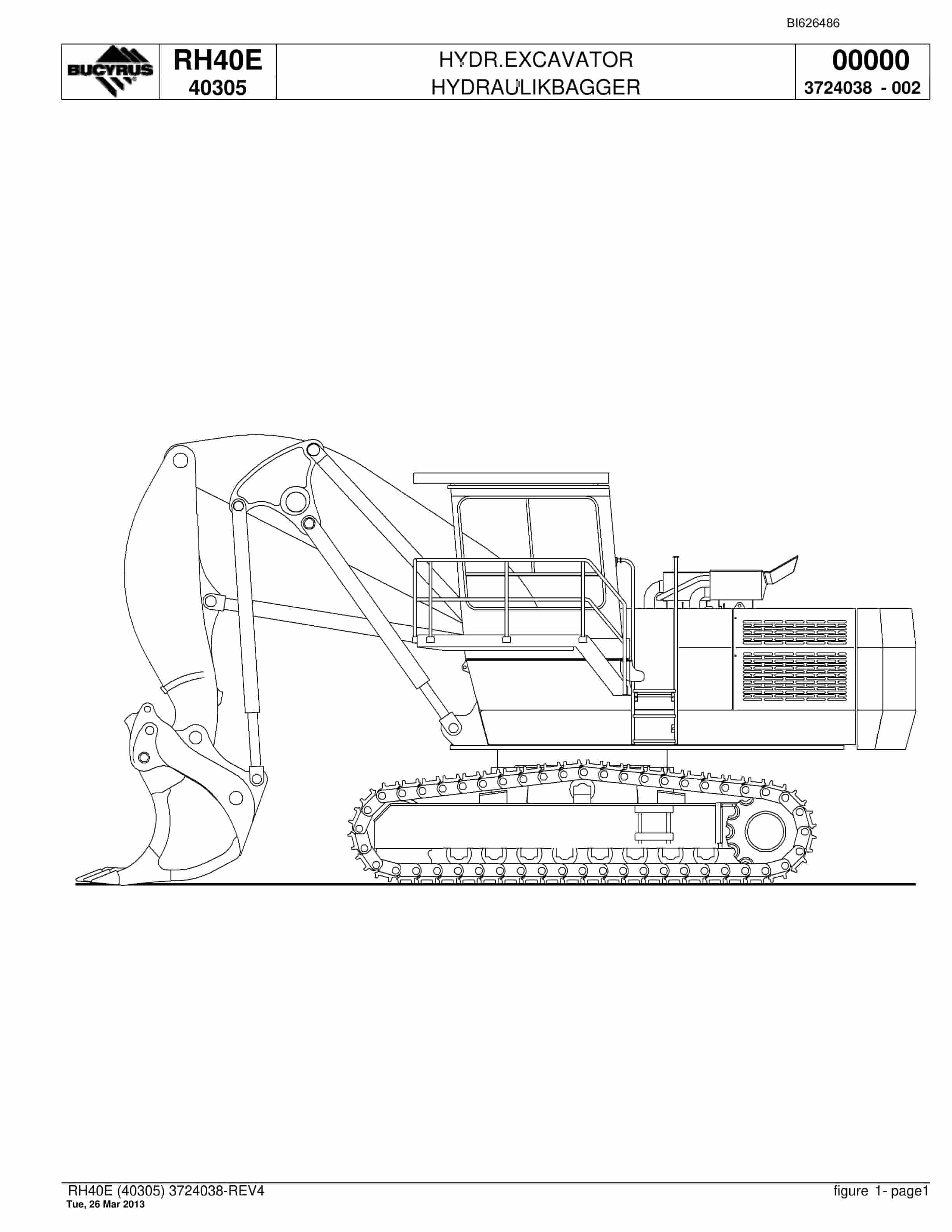 Bucyrus RH40E Hydraulic Excavator Parts Catalog BI626486