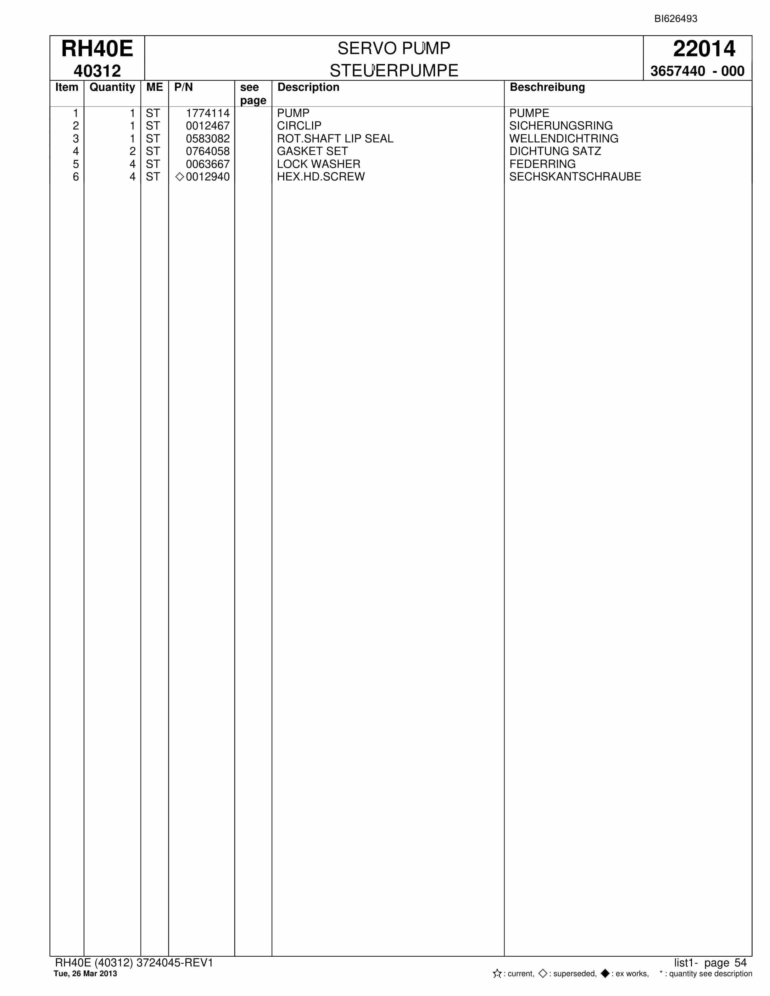 Bucyrus RH40E Hydraulic Excavator Parts Catalog BI626493-2