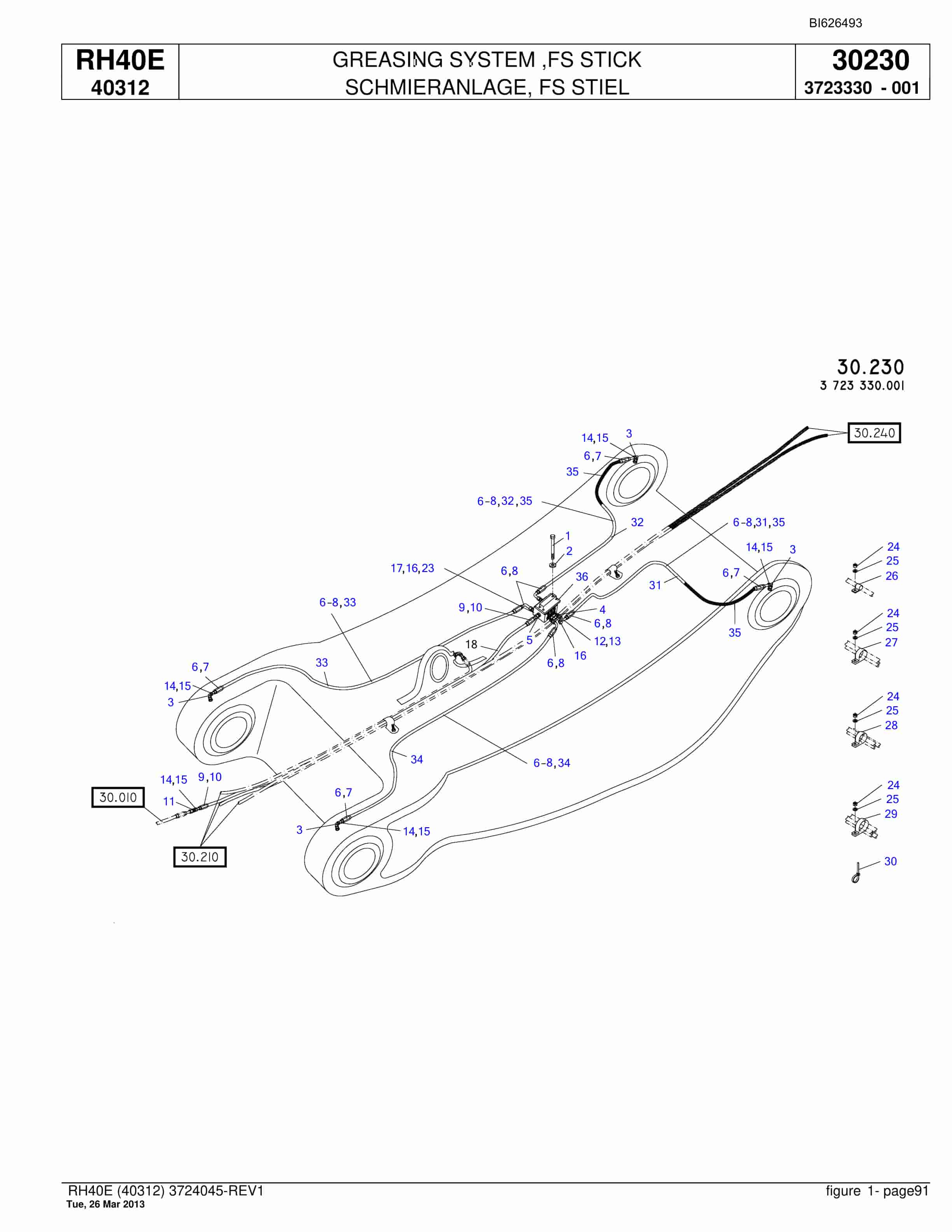 Bucyrus RH40E Hydraulic Excavator Parts Catalog BI626493-4