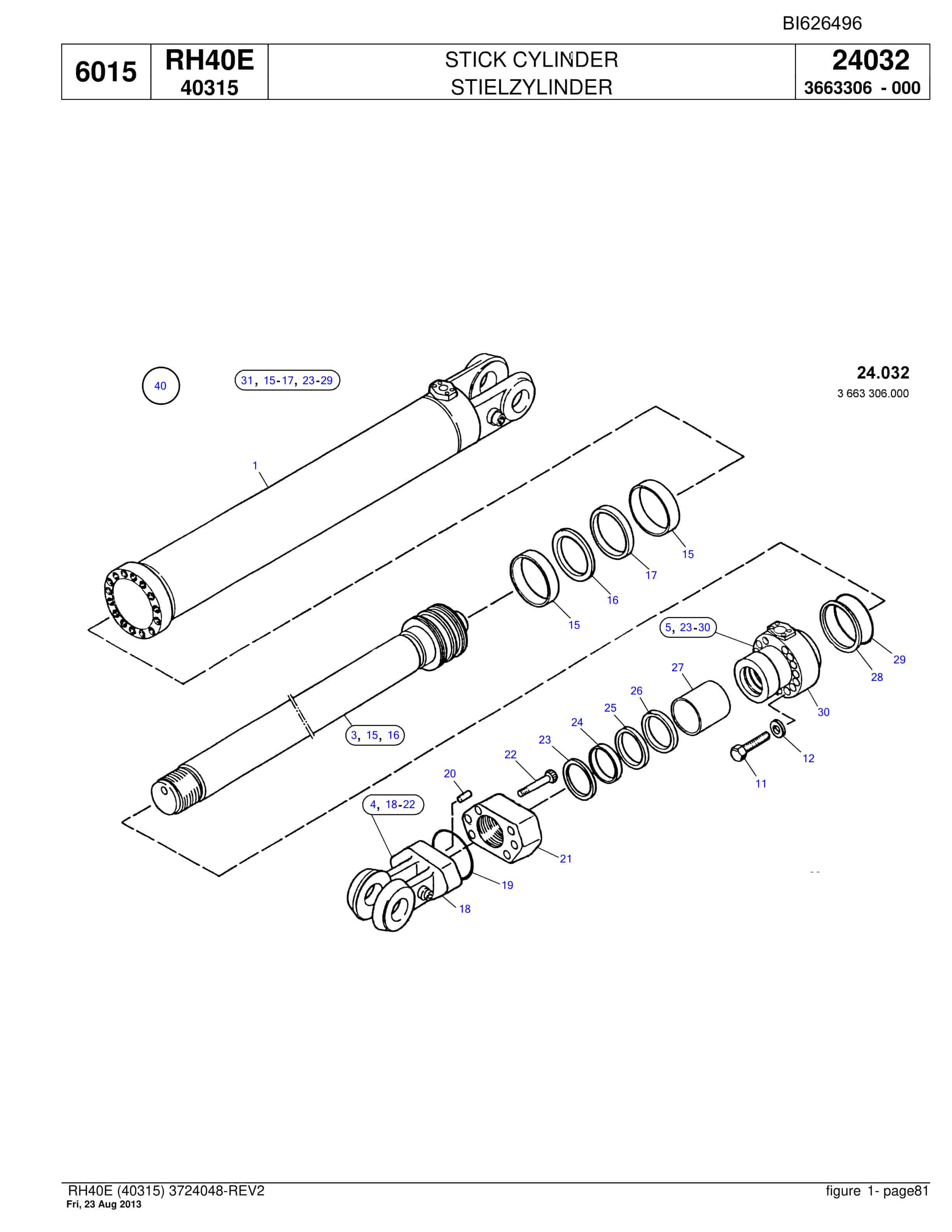 Bucyrus RH40E Hydraulic Excavator Parts Catalog BI626496-3