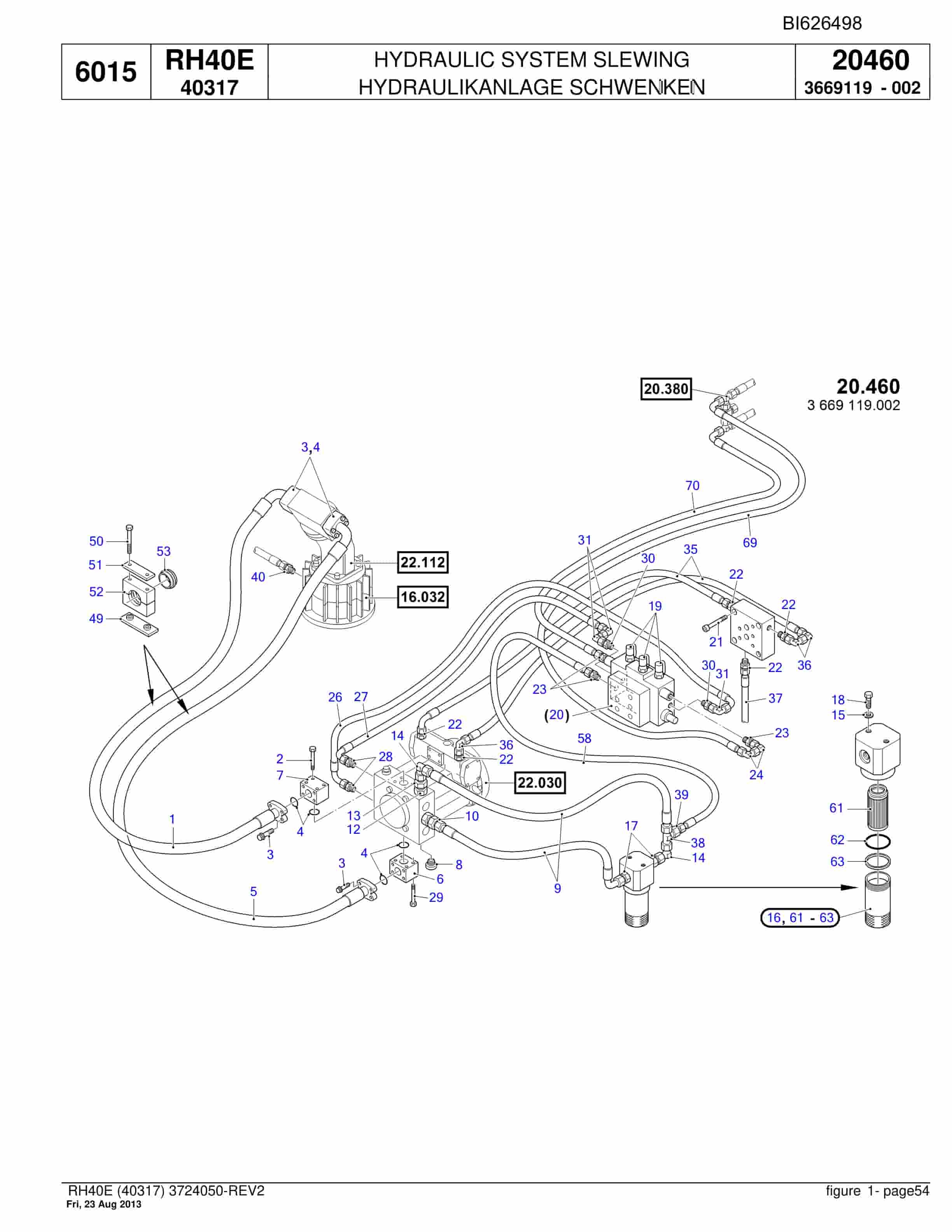Bucyrus RH40E Hydraulic Excavator Parts Catalog BI626498-2