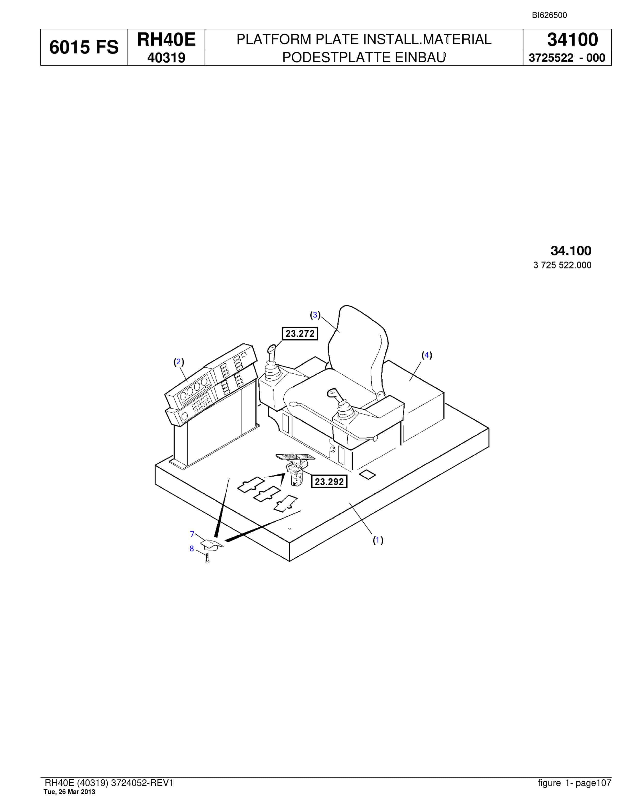 Bucyrus RH40E Hydraulic Excavator Parts Catalog BI626500-5