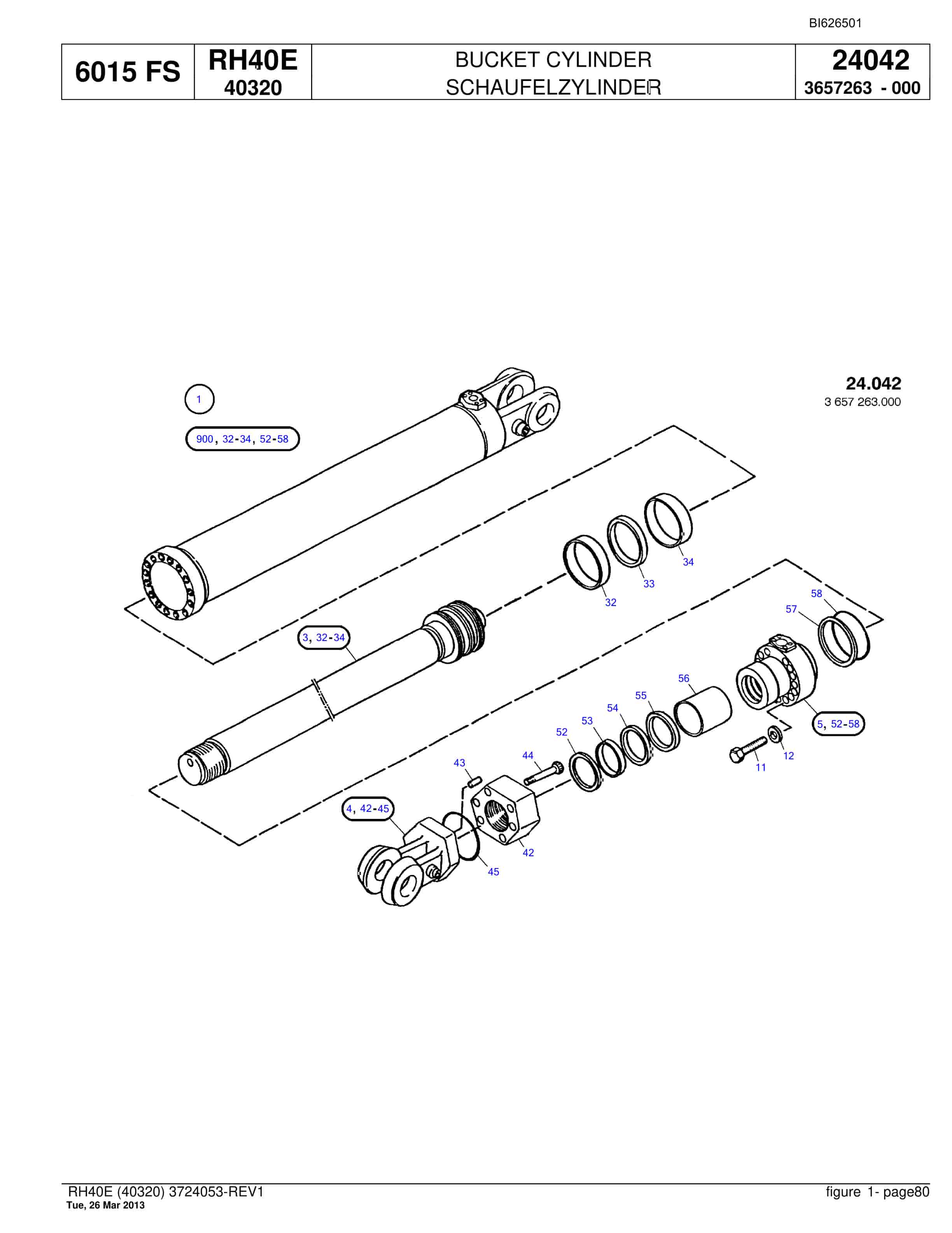 Bucyrus RH40E Hydraulic Excavator Parts Catalog BI626501-3