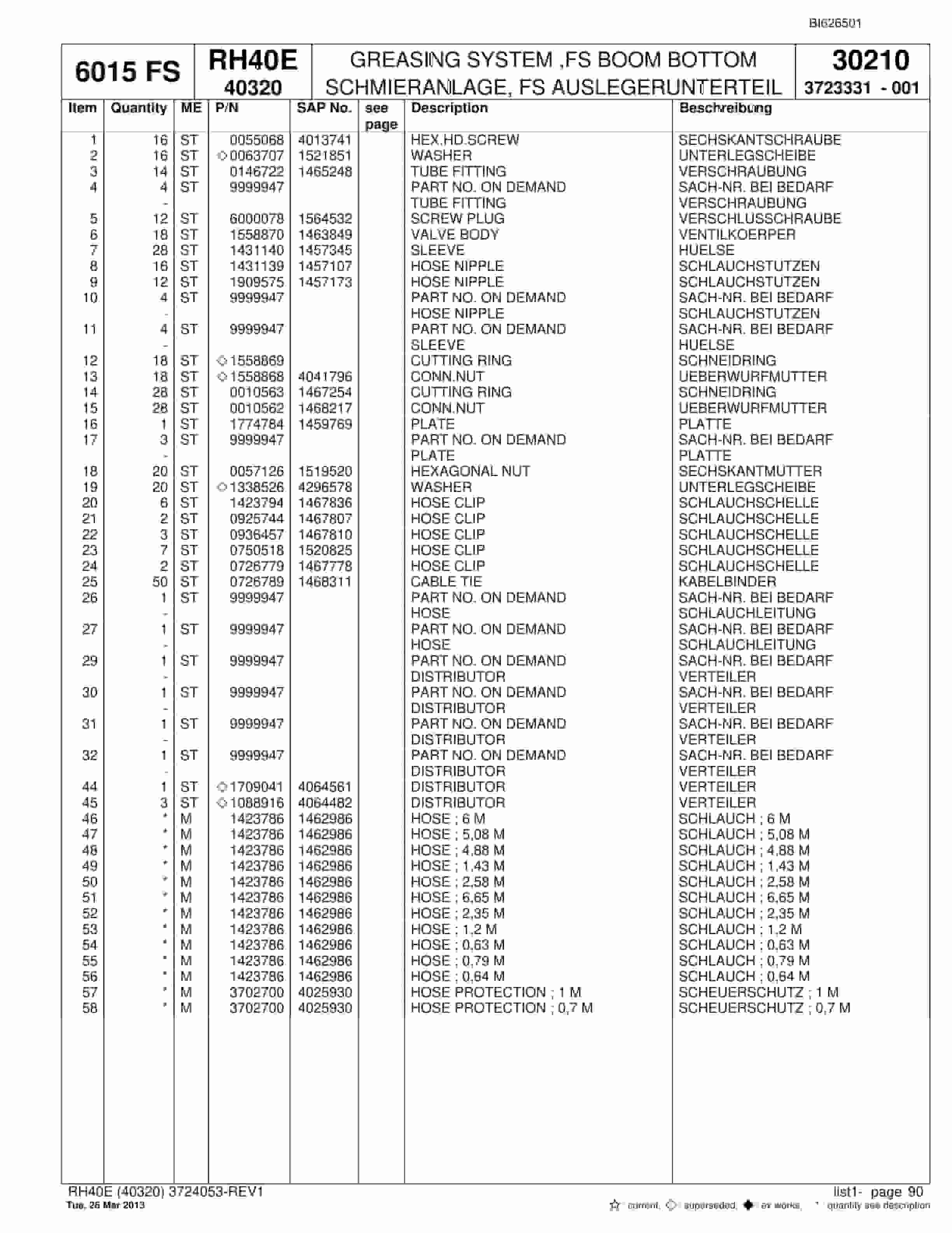 Bucyrus RH40E Hydraulic Excavator Parts Catalog BI626501-4