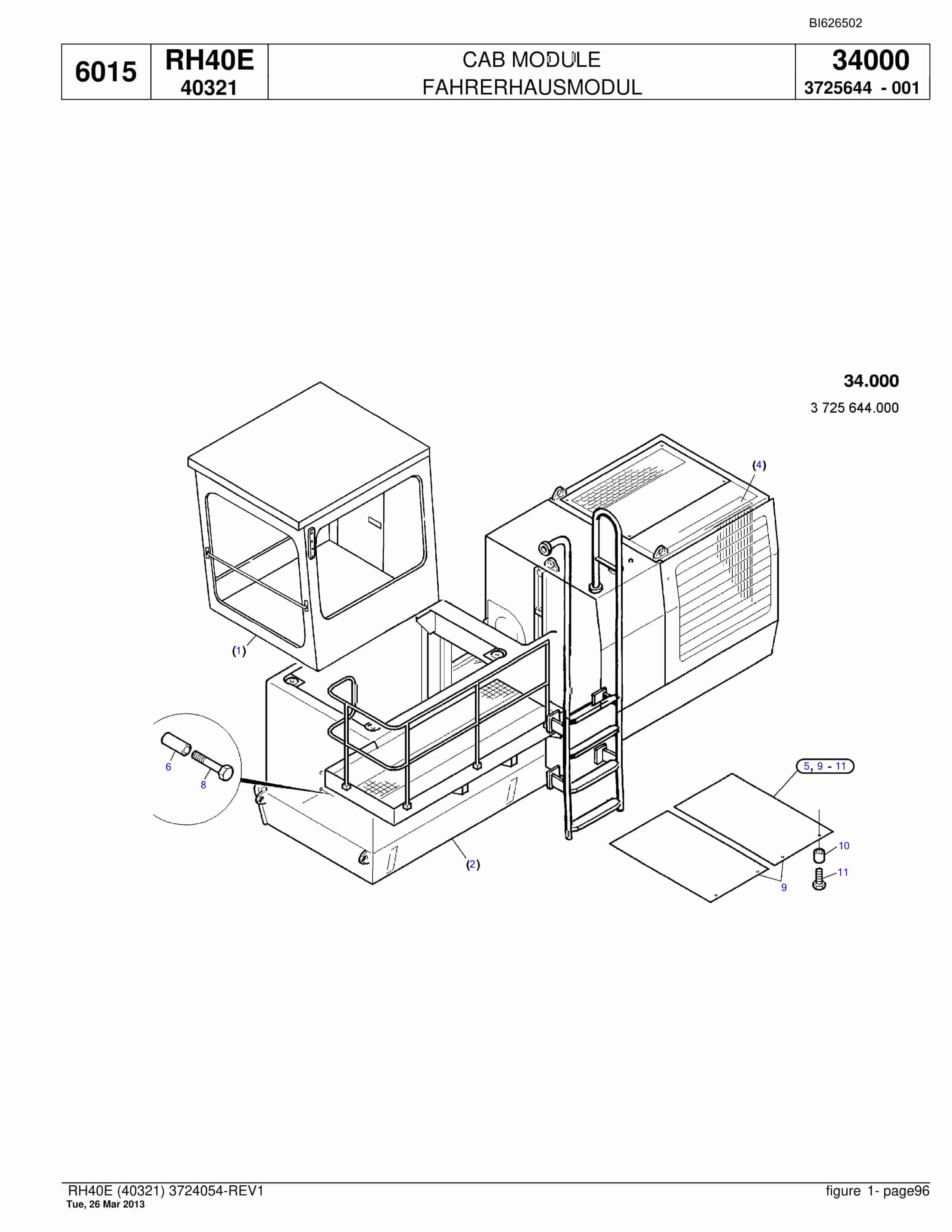 Bucyrus RH40E Hydraulic Excavator Parts Catalog BI626502-4