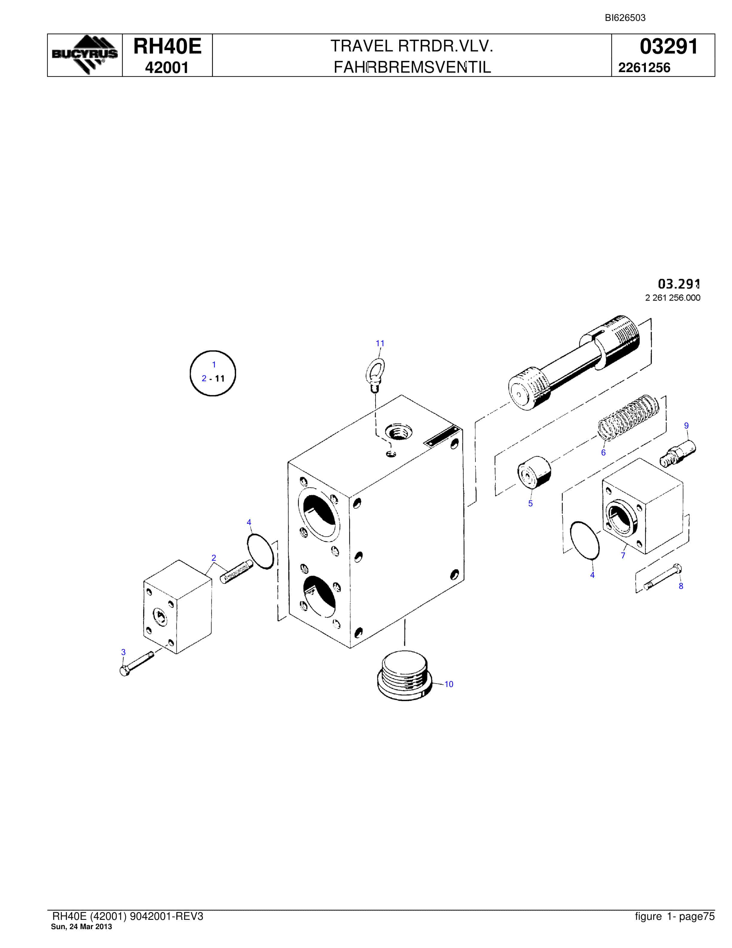 Bucyrus RH40E Hydraulic Excavator Parts Catalog BI626503-5