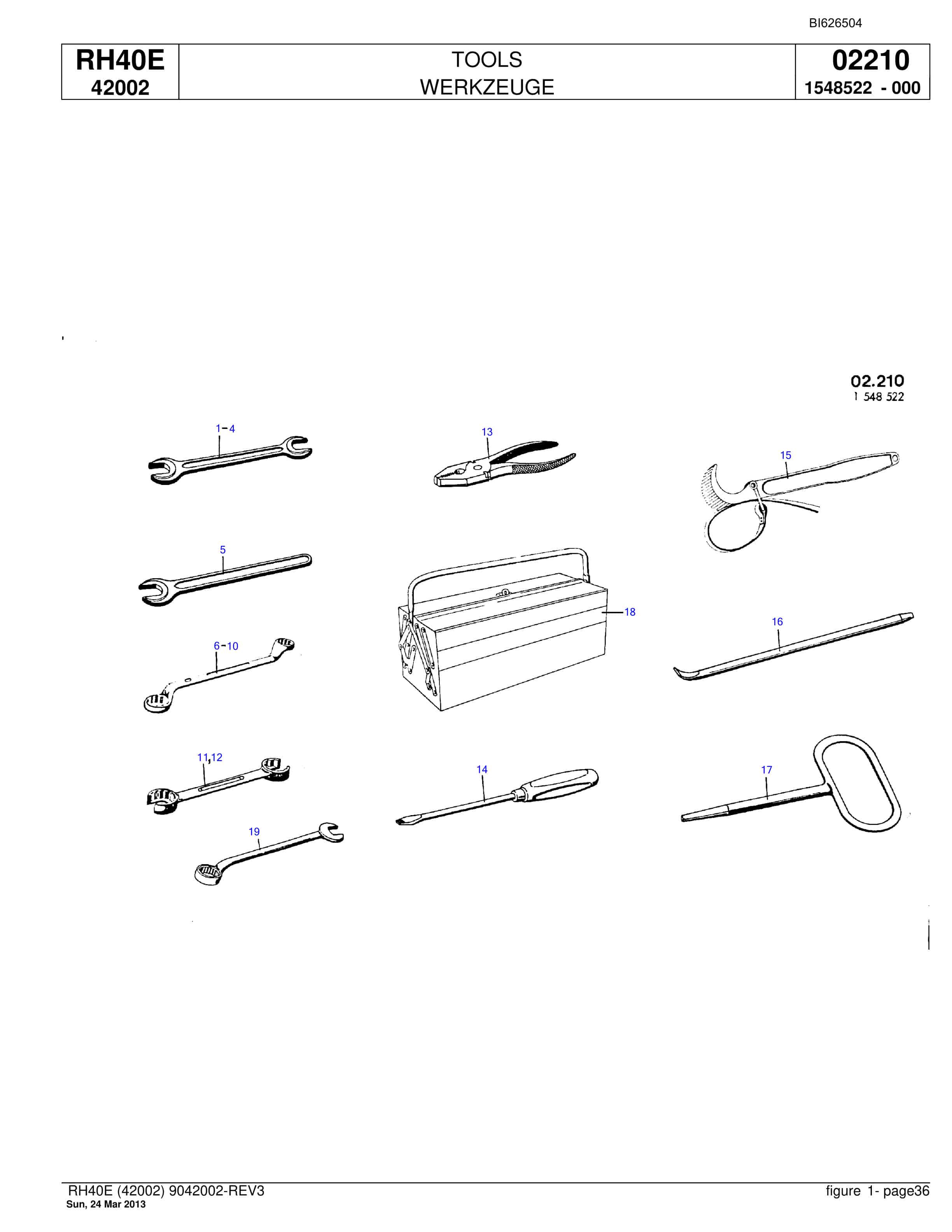 Bucyrus RH40E Hydraulic Excavator Parts Catalog BI626504-2