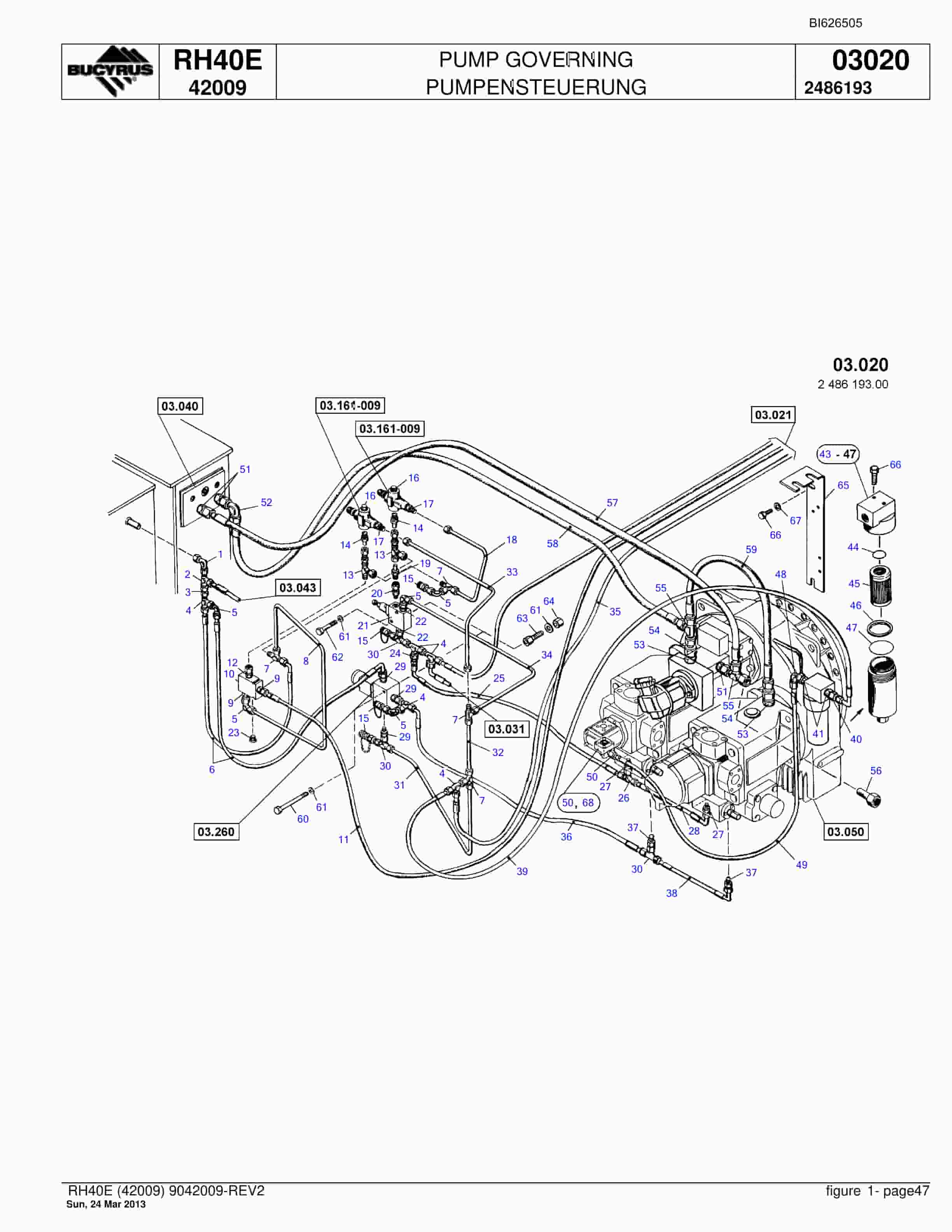 Bucyrus RH40E Hydraulic Excavator Parts Catalog BI626505-2