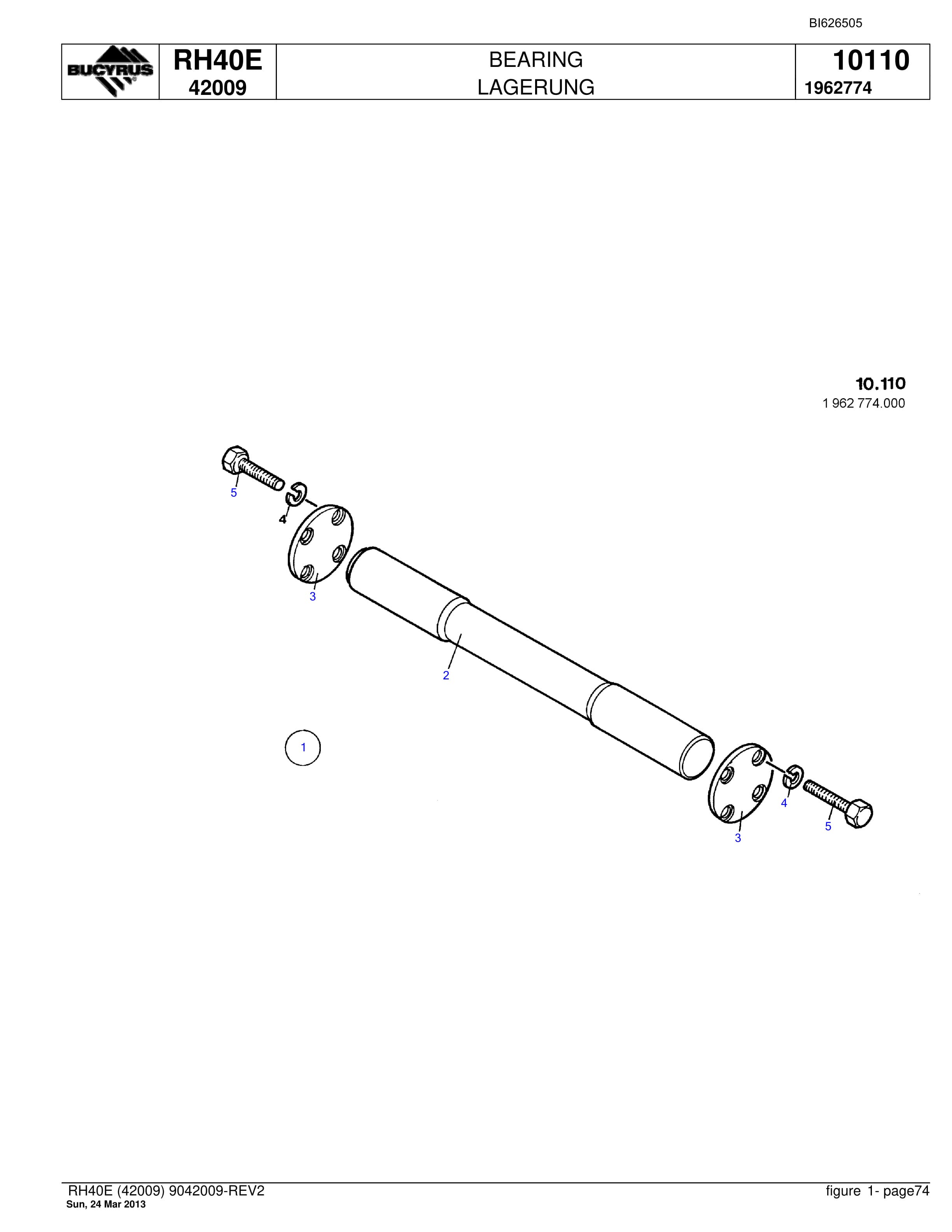 Bucyrus RH40E Hydraulic Excavator Parts Catalog BI626505-5