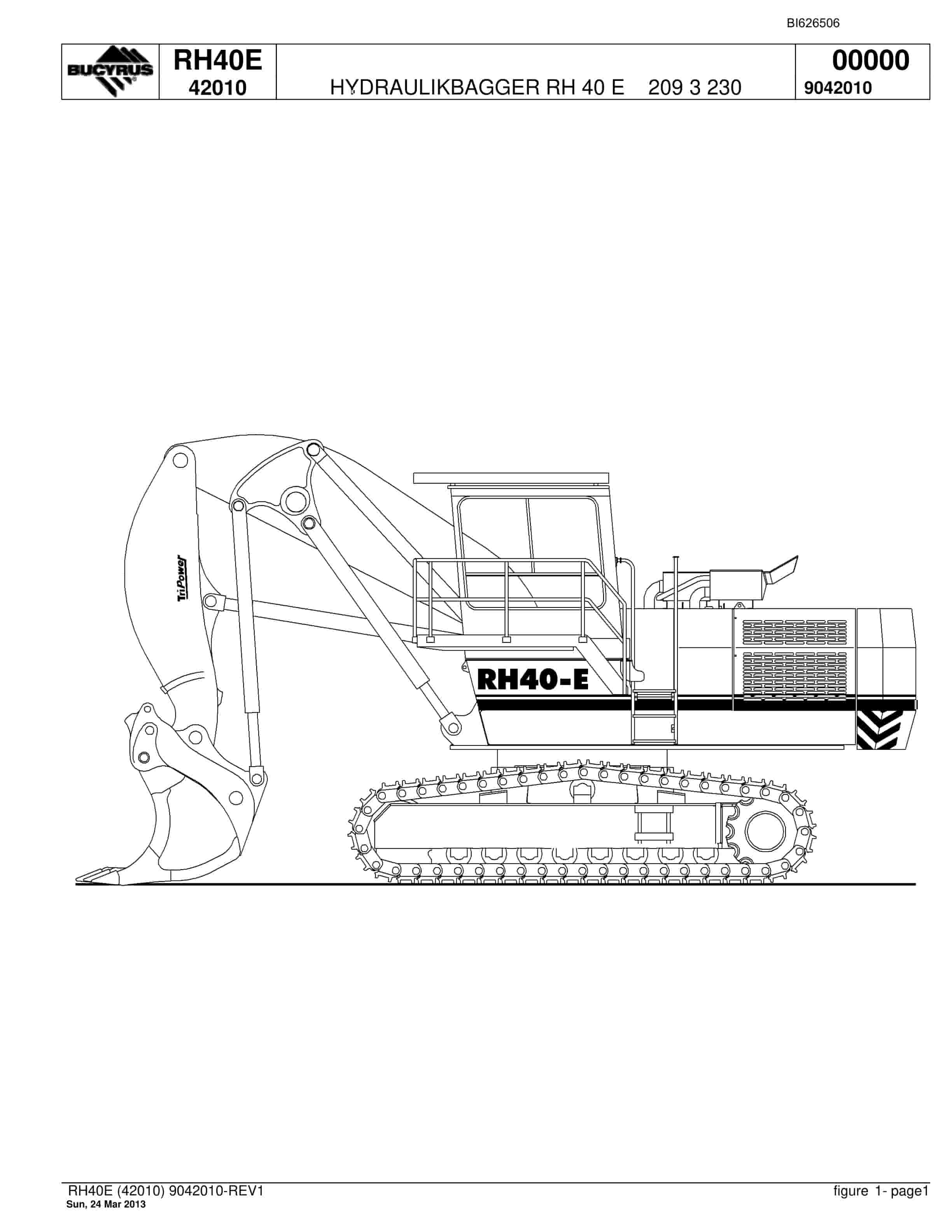 Bucyrus RH40E Hydraulic Excavator Parts Catalog BI626506
