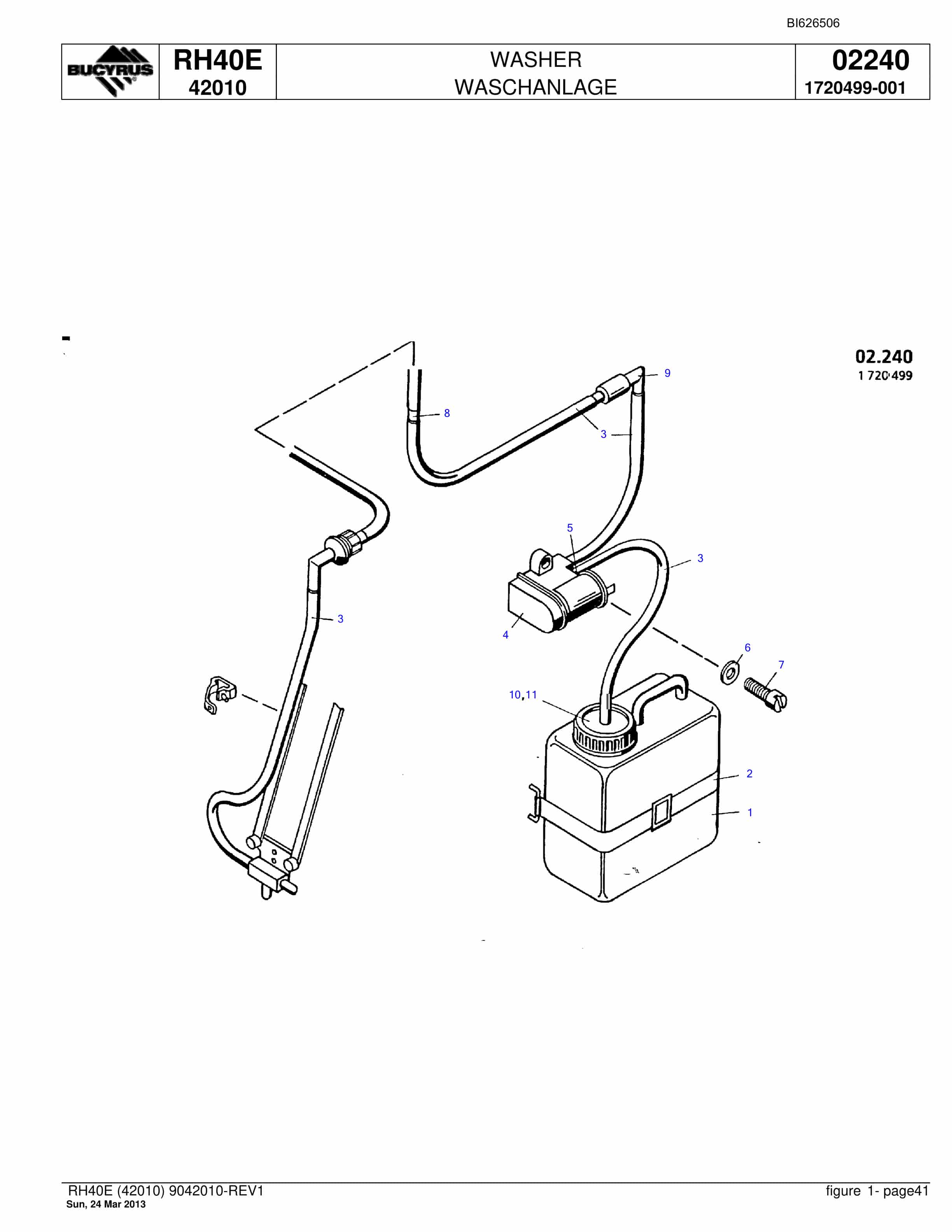 Bucyrus RH40E Hydraulic Excavator Parts Catalog BI626506-2