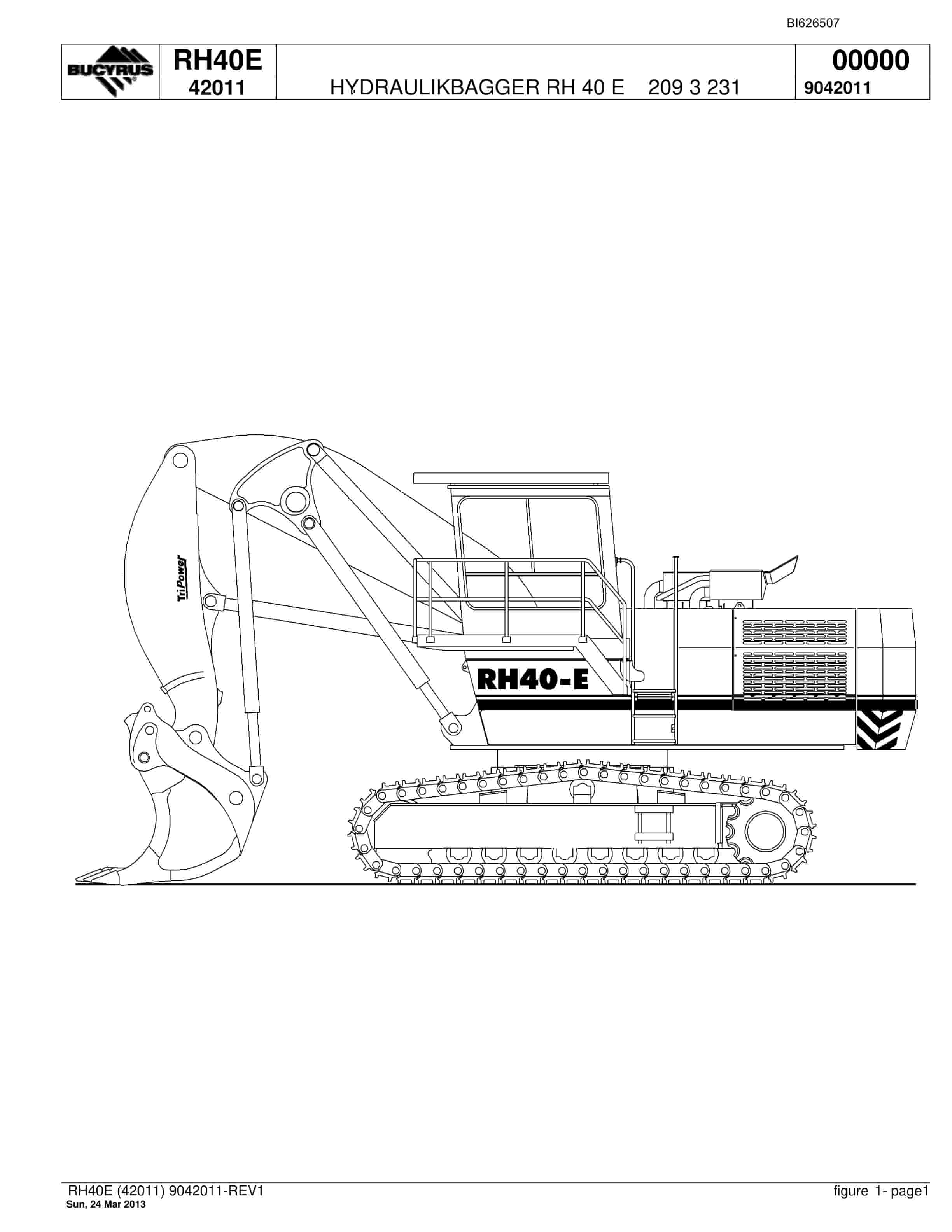 Bucyrus RH40E Hydraulic Excavator Parts Catalog BI626507