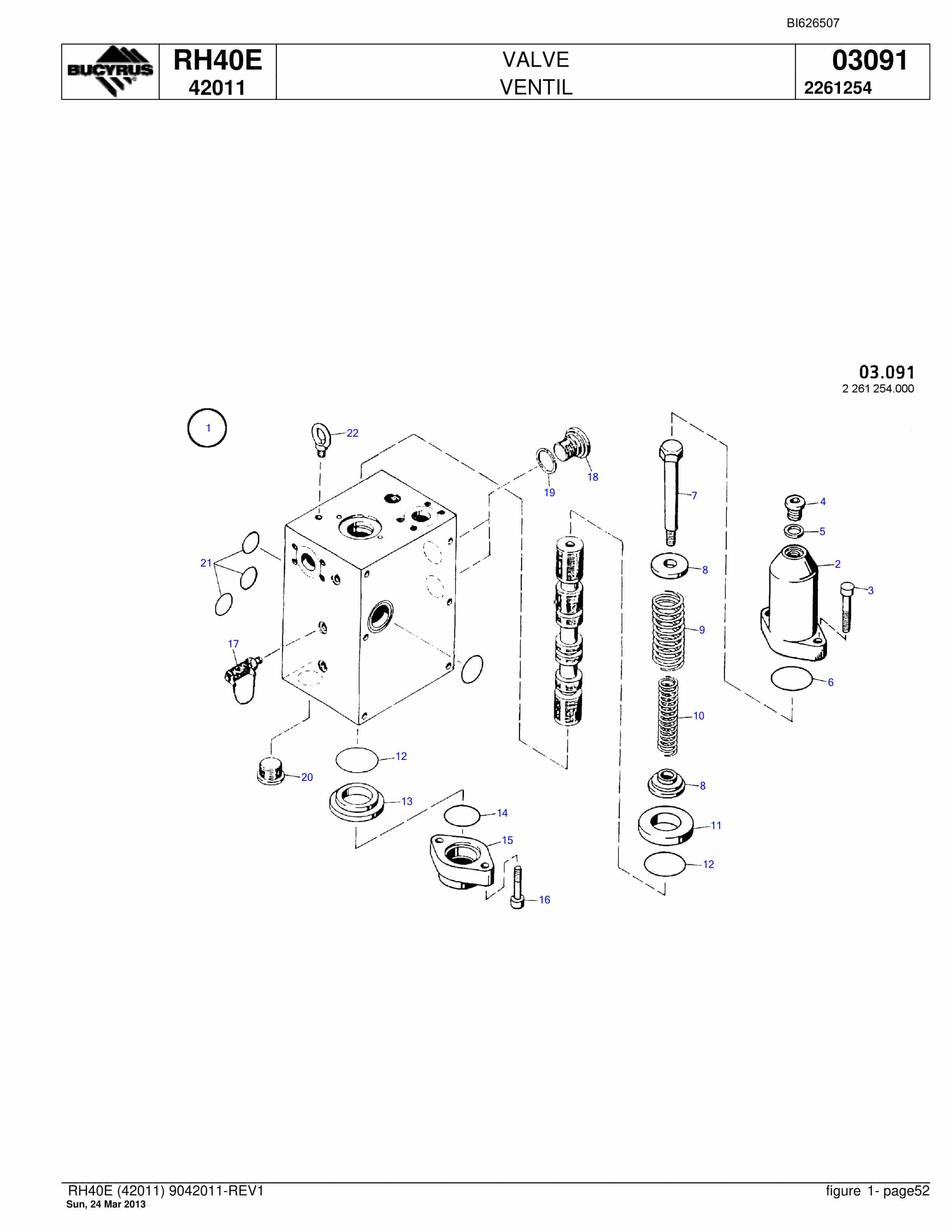 Bucyrus RH40E Hydraulic Excavator Parts Catalog BI626507-3