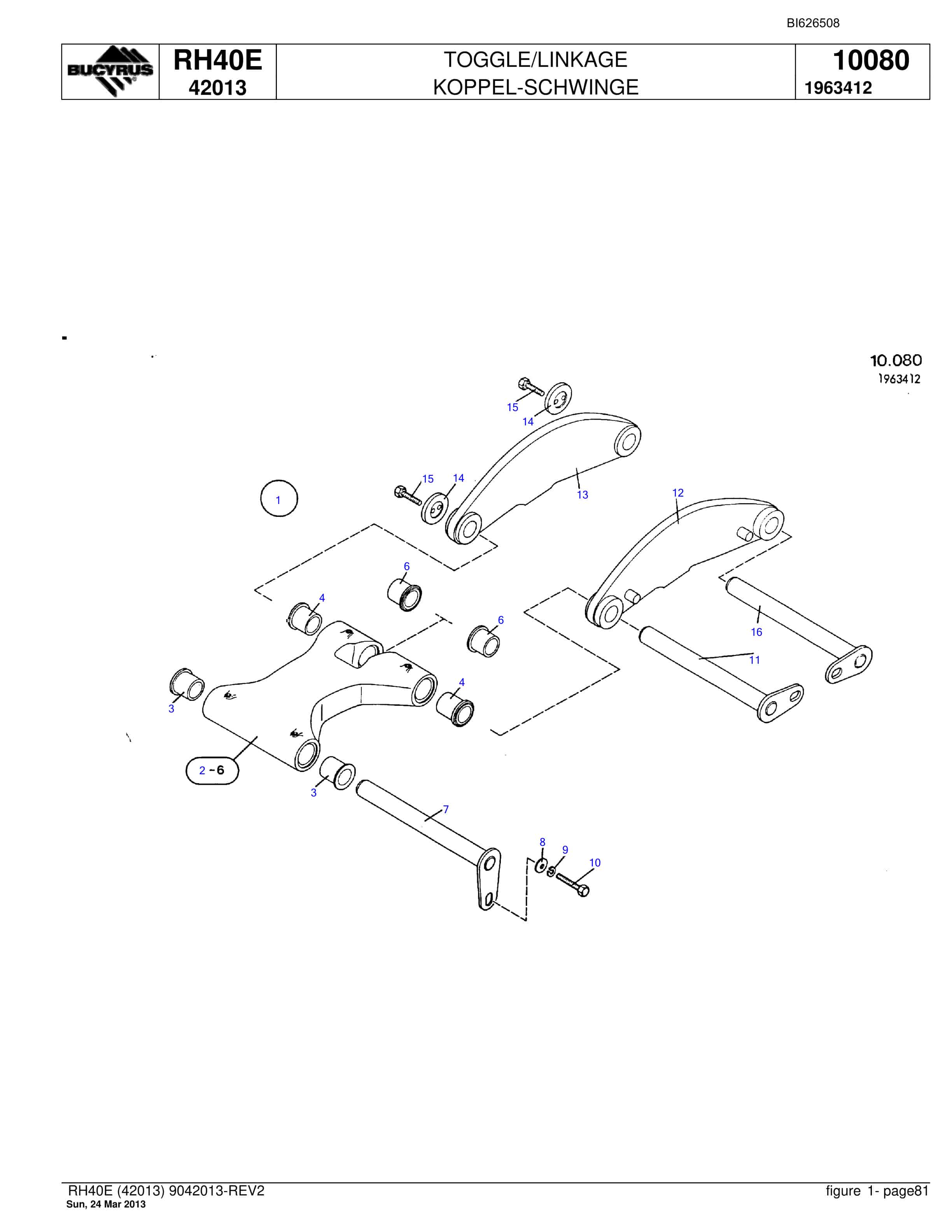 Bucyrus RH40E Hydraulic Excavator Parts Catalog BI626508-5