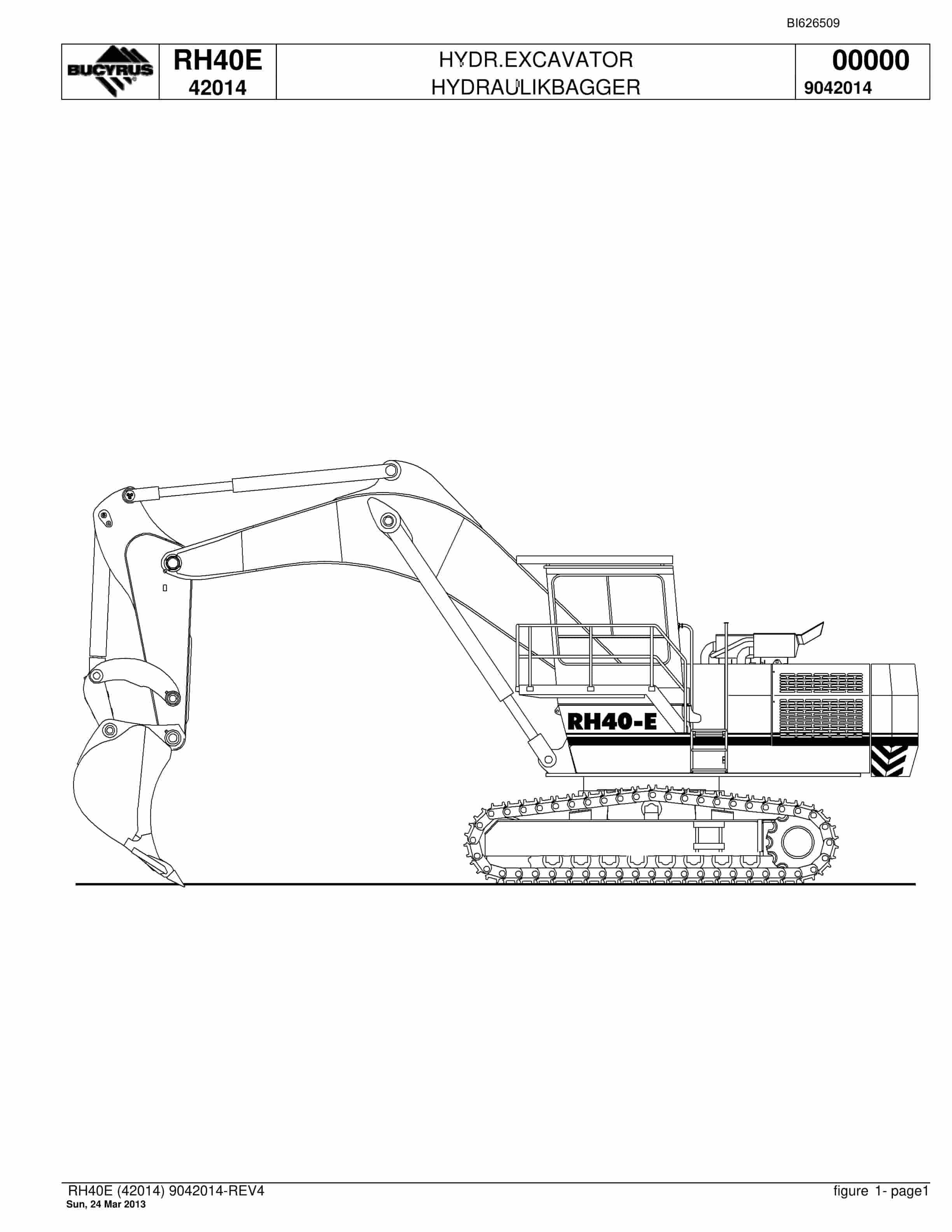 Bucyrus RH40E Hydraulic Excavator Parts Catalog BI626509
