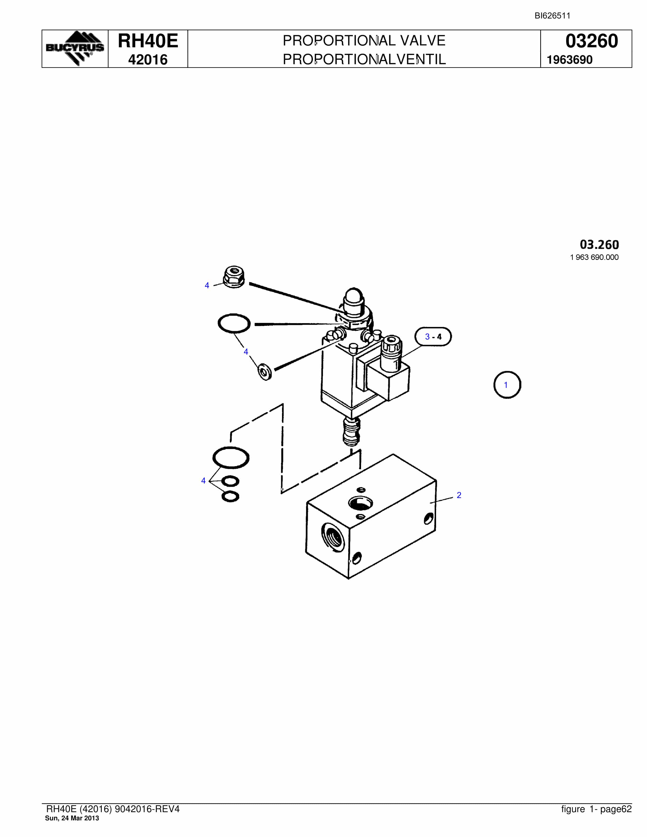 Bucyrus RH40E Hydraulic Excavator Parts Catalog BI626511-5