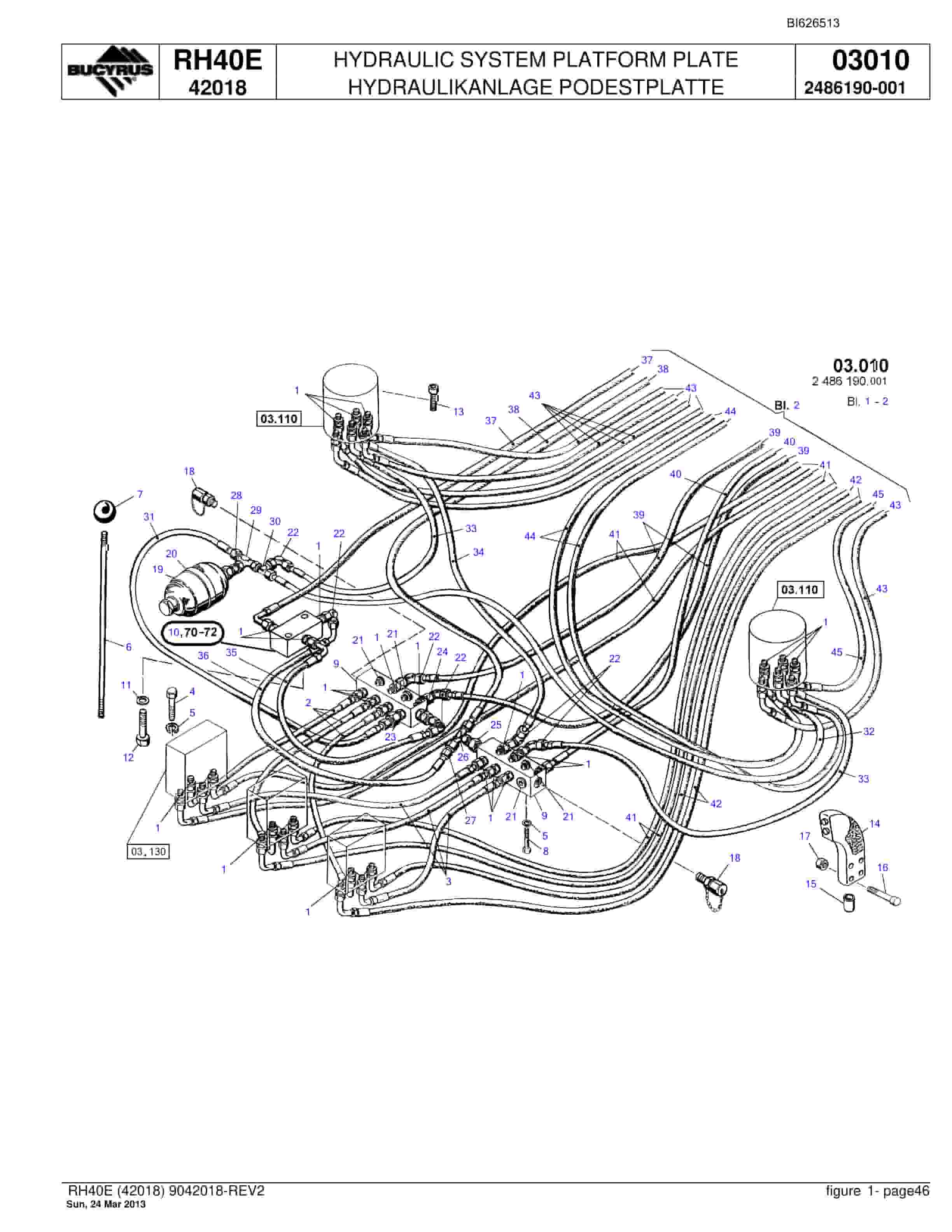 Bucyrus RH40E Hydraulic Excavator Parts Catalog BI626513-2