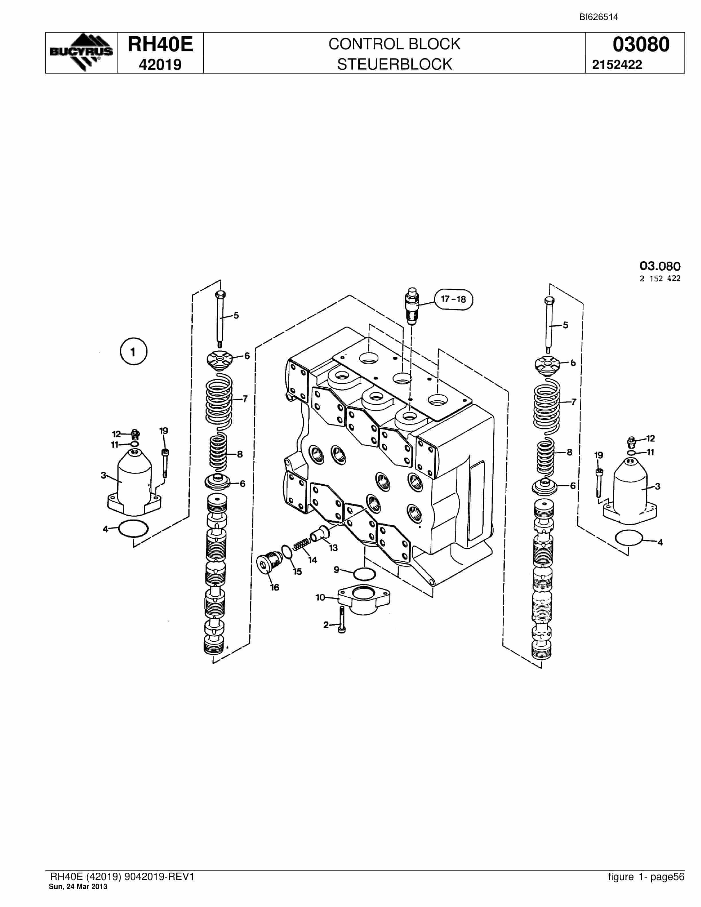 Bucyrus RH40E Hydraulic Excavator Parts Catalog BI626514-3