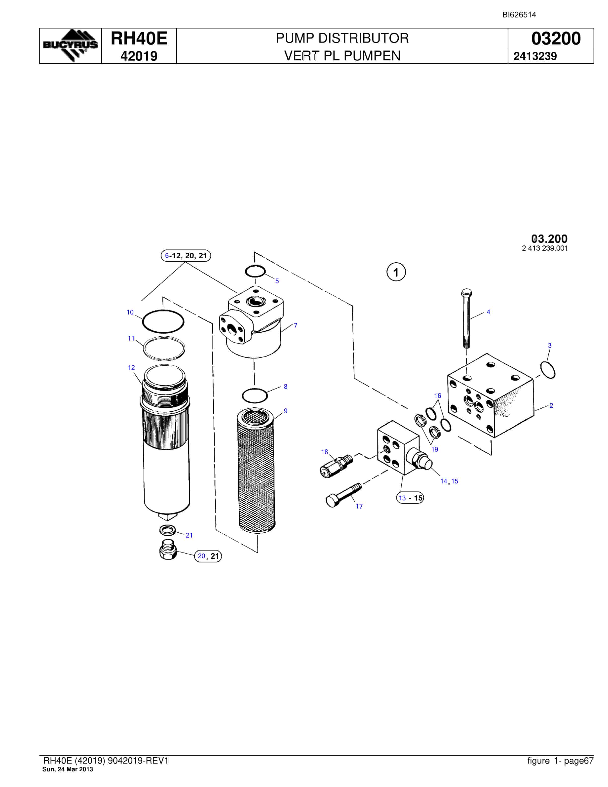 Bucyrus RH40E Hydraulic Excavator Parts Catalog BI626514-5