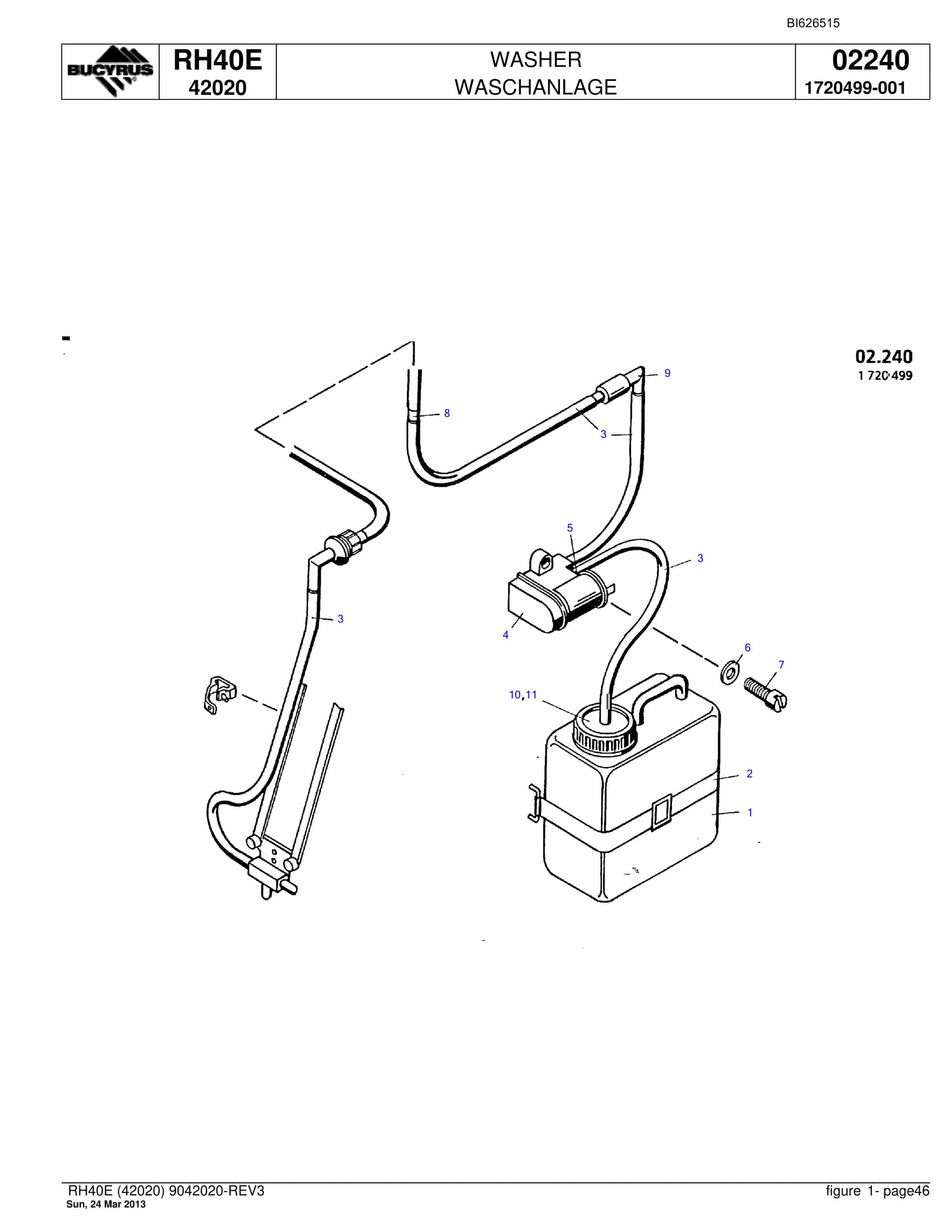 Bucyrus RH40E Hydraulic Excavator Parts Catalog BI626515-2