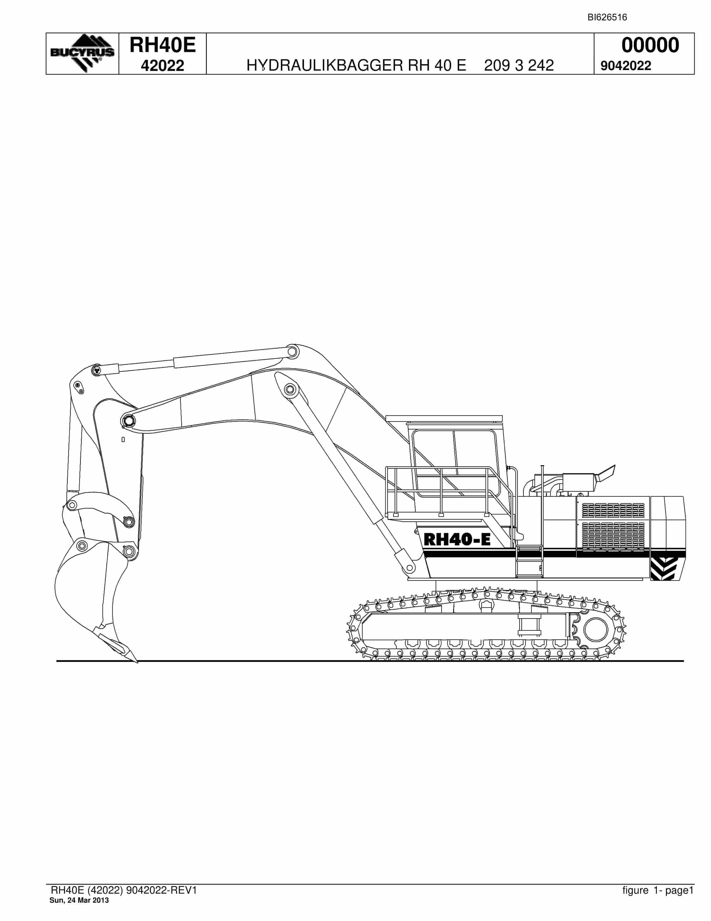 Bucyrus RH40E Hydraulic Excavator Parts Catalog BI626516