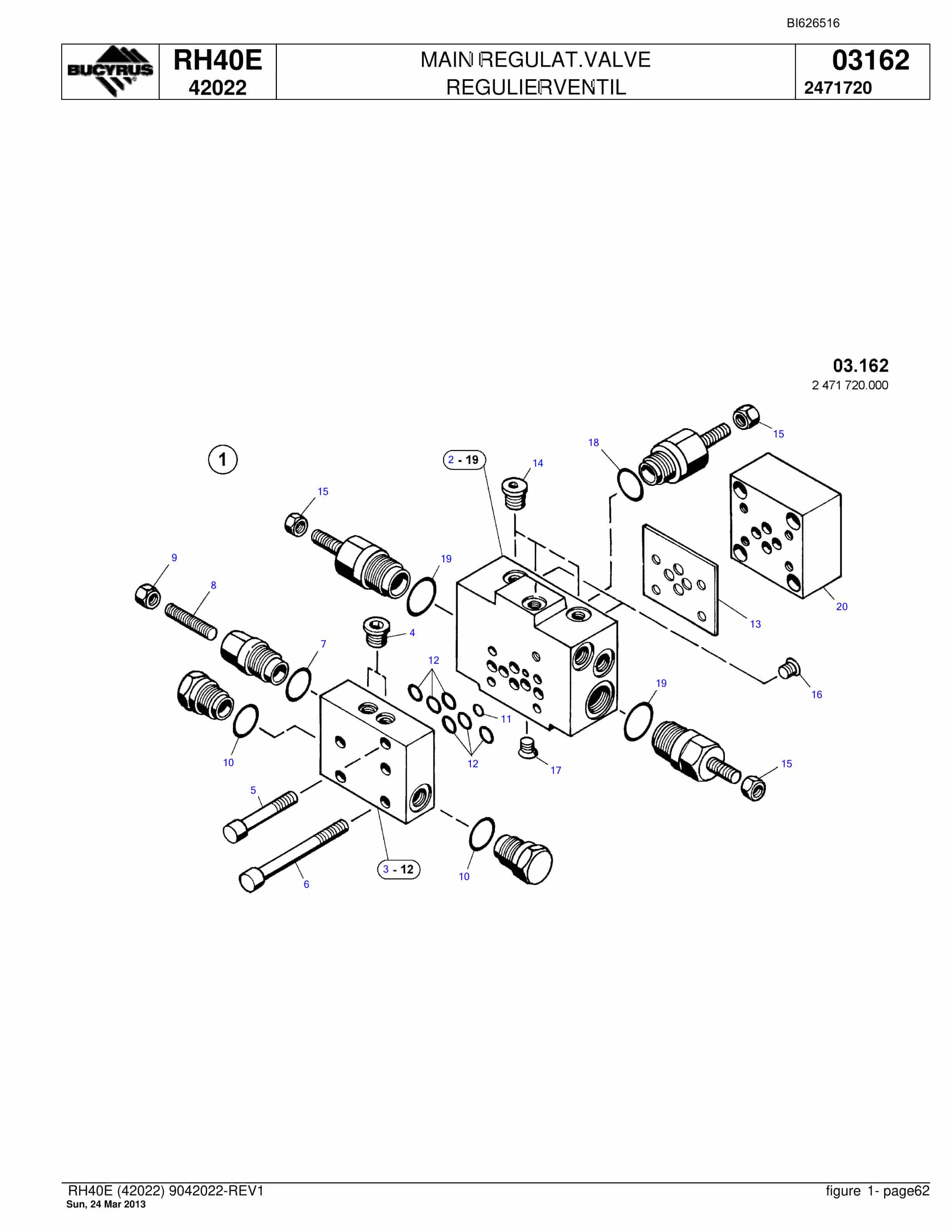 Bucyrus RH40E Hydraulic Excavator Parts Catalog BI626516-4