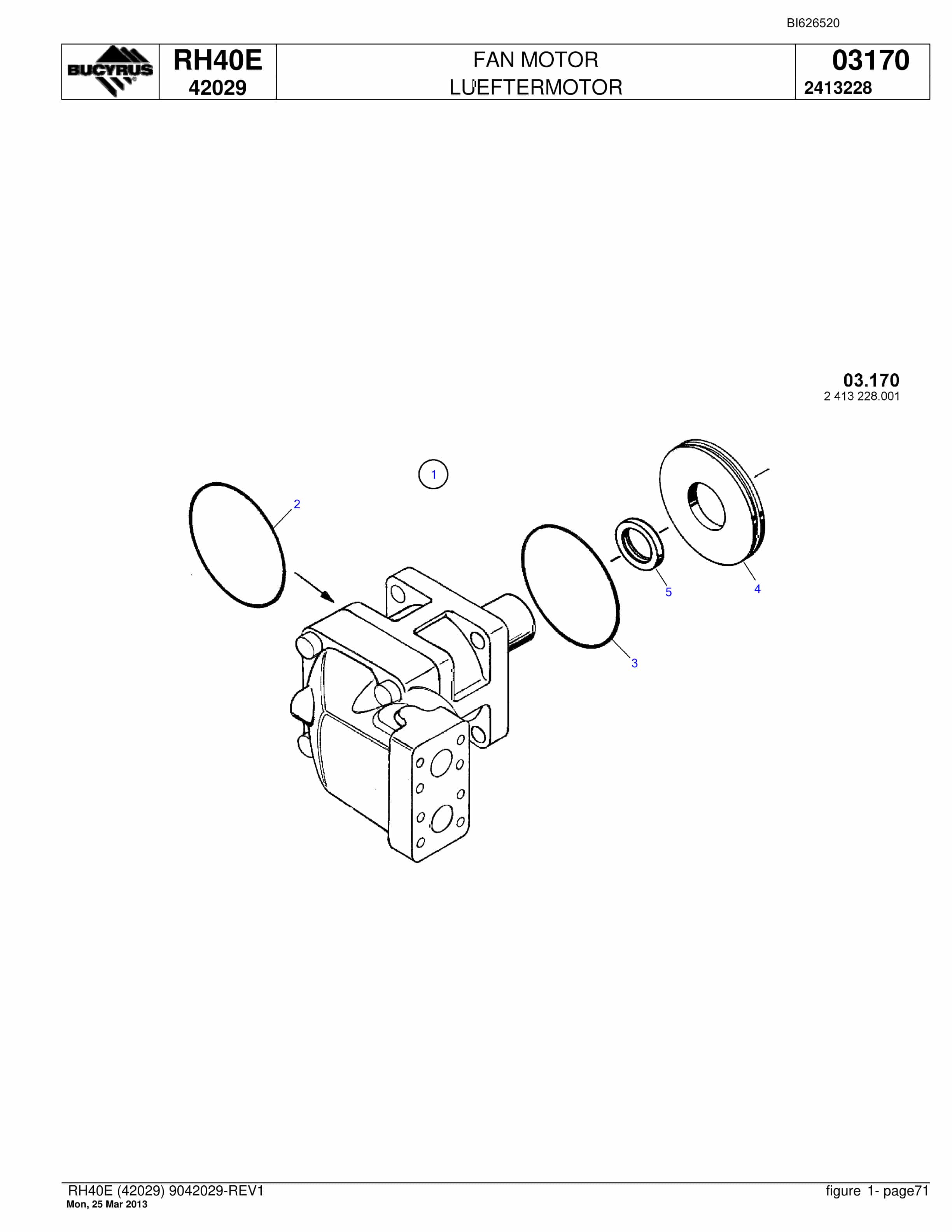 Bucyrus RH40E Hydraulic Excavator Parts Catalog BI626520-4