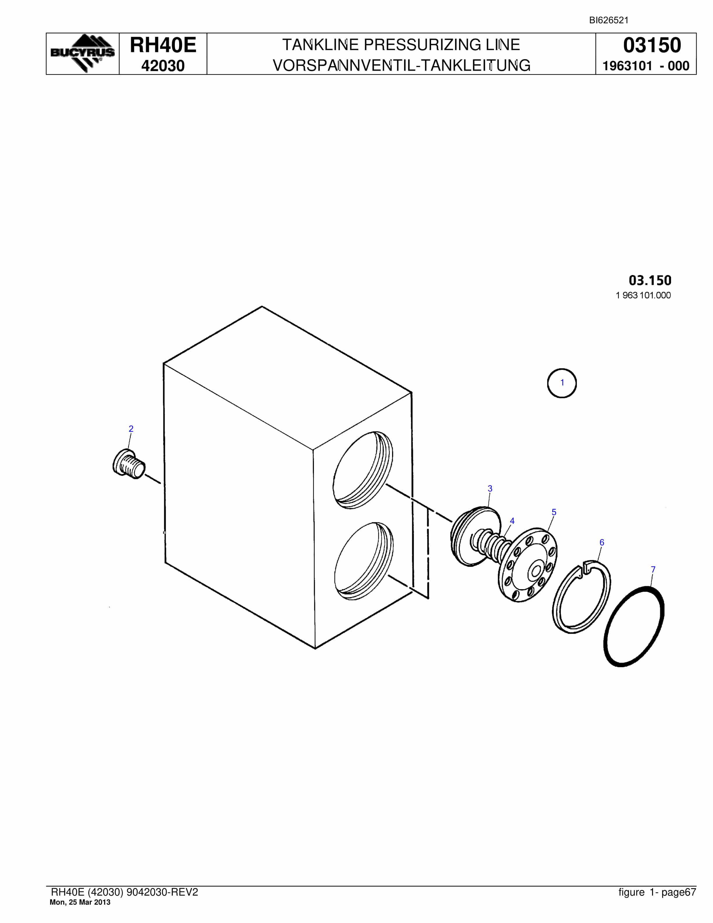 Bucyrus RH40E Hydraulic Excavator Parts Catalog BI626521-4