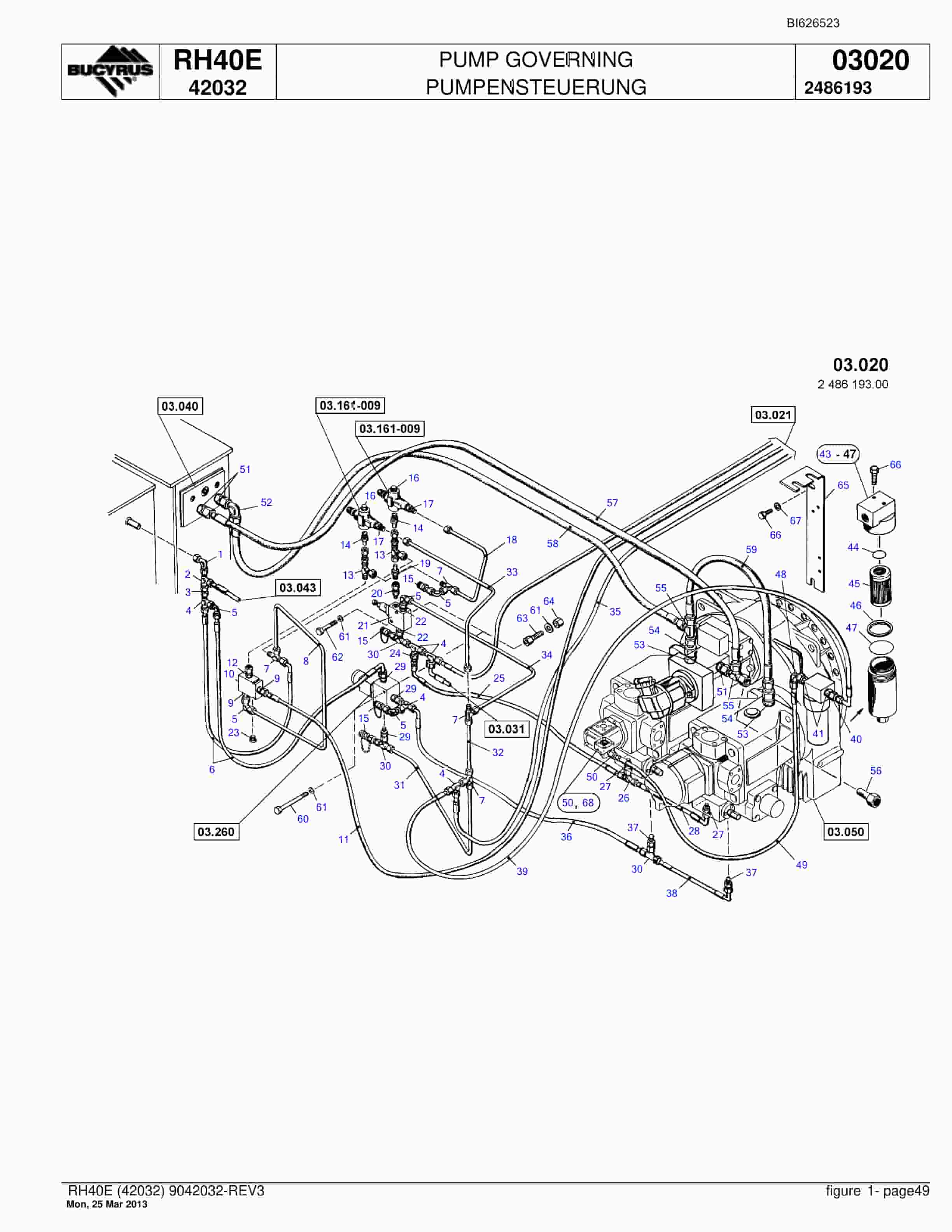 Bucyrus RH40E Hydraulic Excavator Parts Catalog BI626523-2