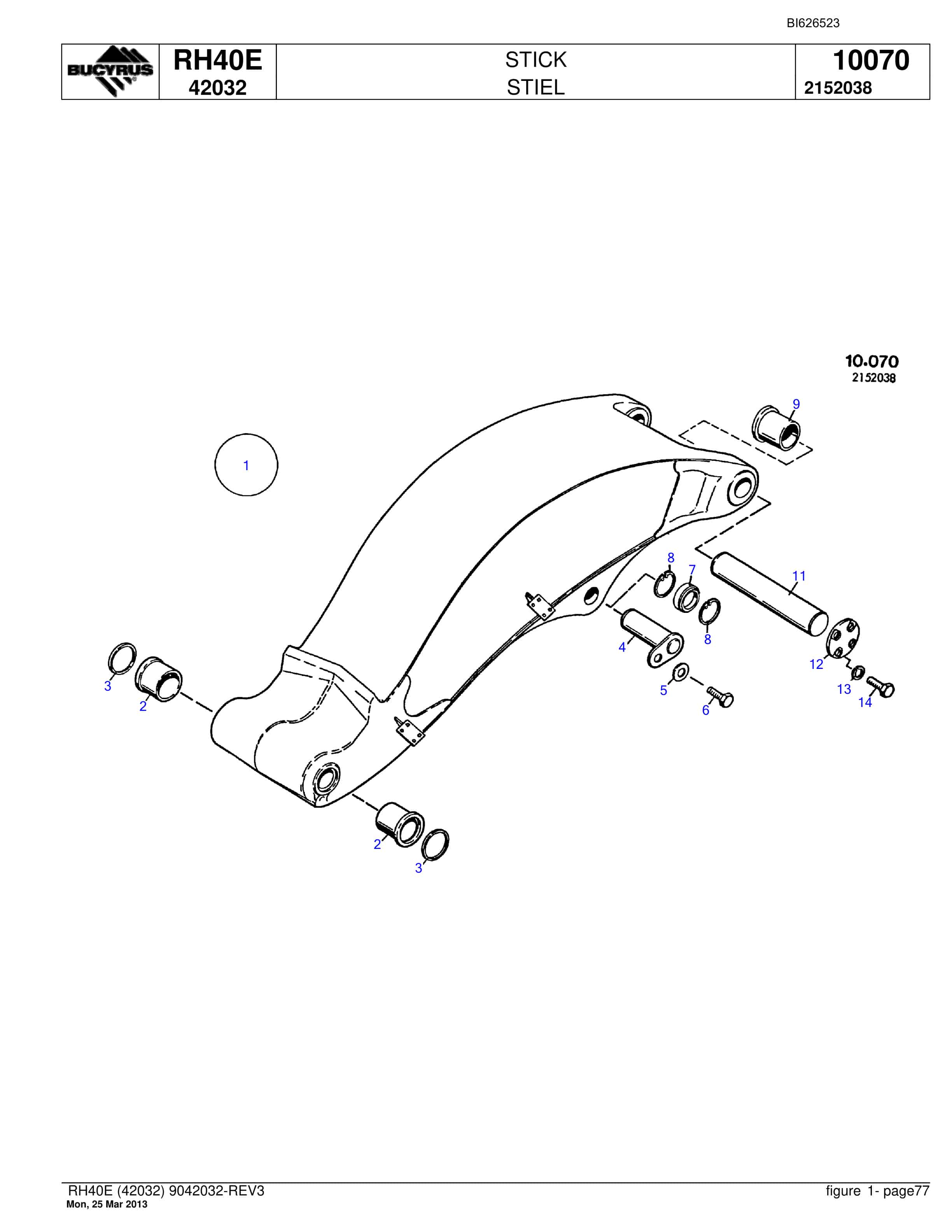 Bucyrus RH40E Hydraulic Excavator Parts Catalog BI626523-5