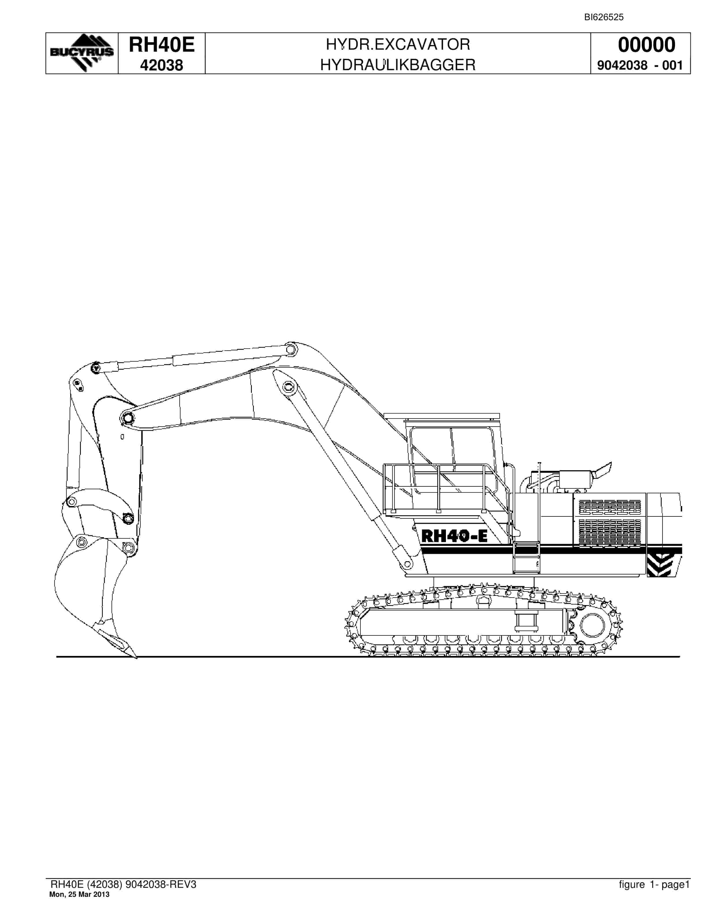 Bucyrus RH40E Hydraulic Excavator Parts Catalog BI626525