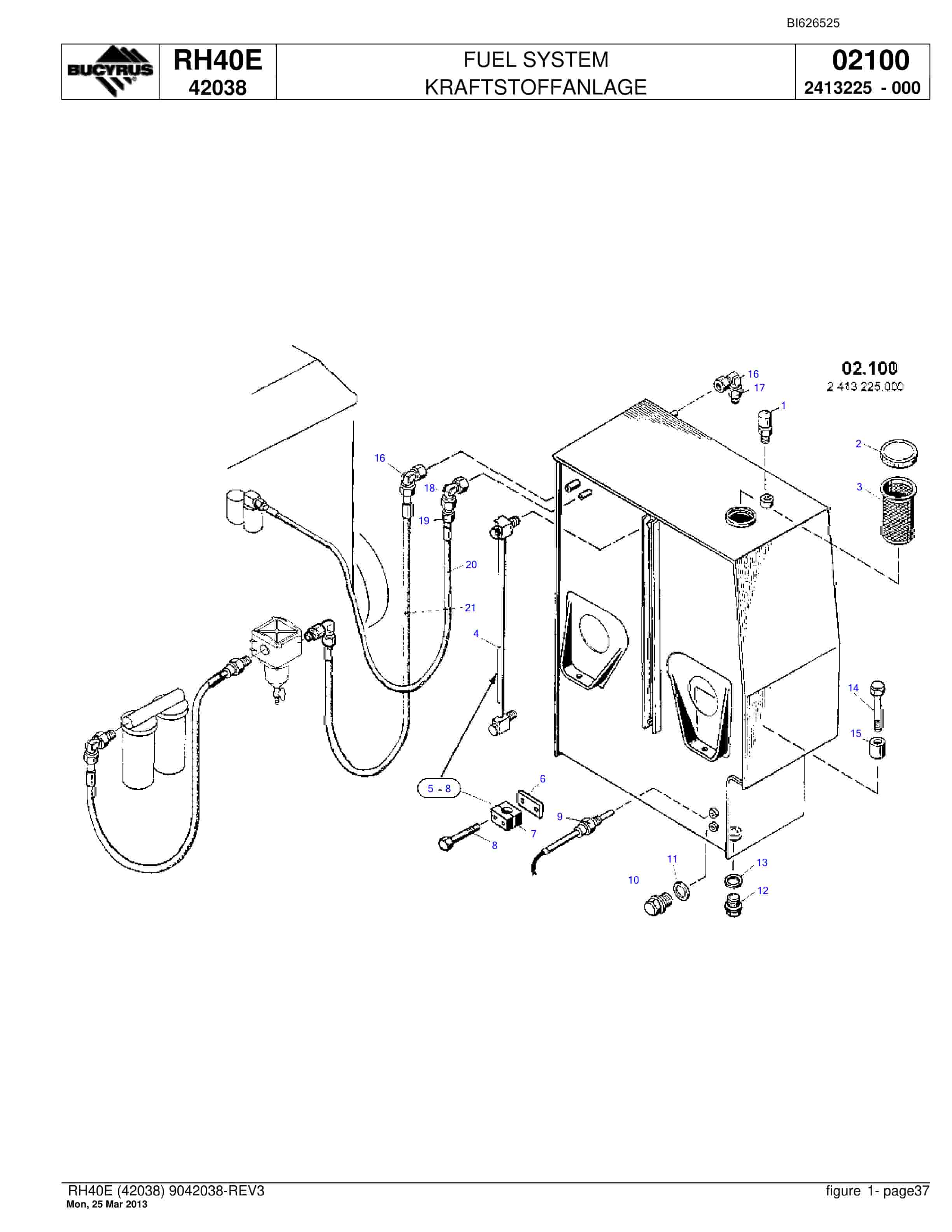 Bucyrus RH40E Hydraulic Excavator Parts Catalog BI626525-2