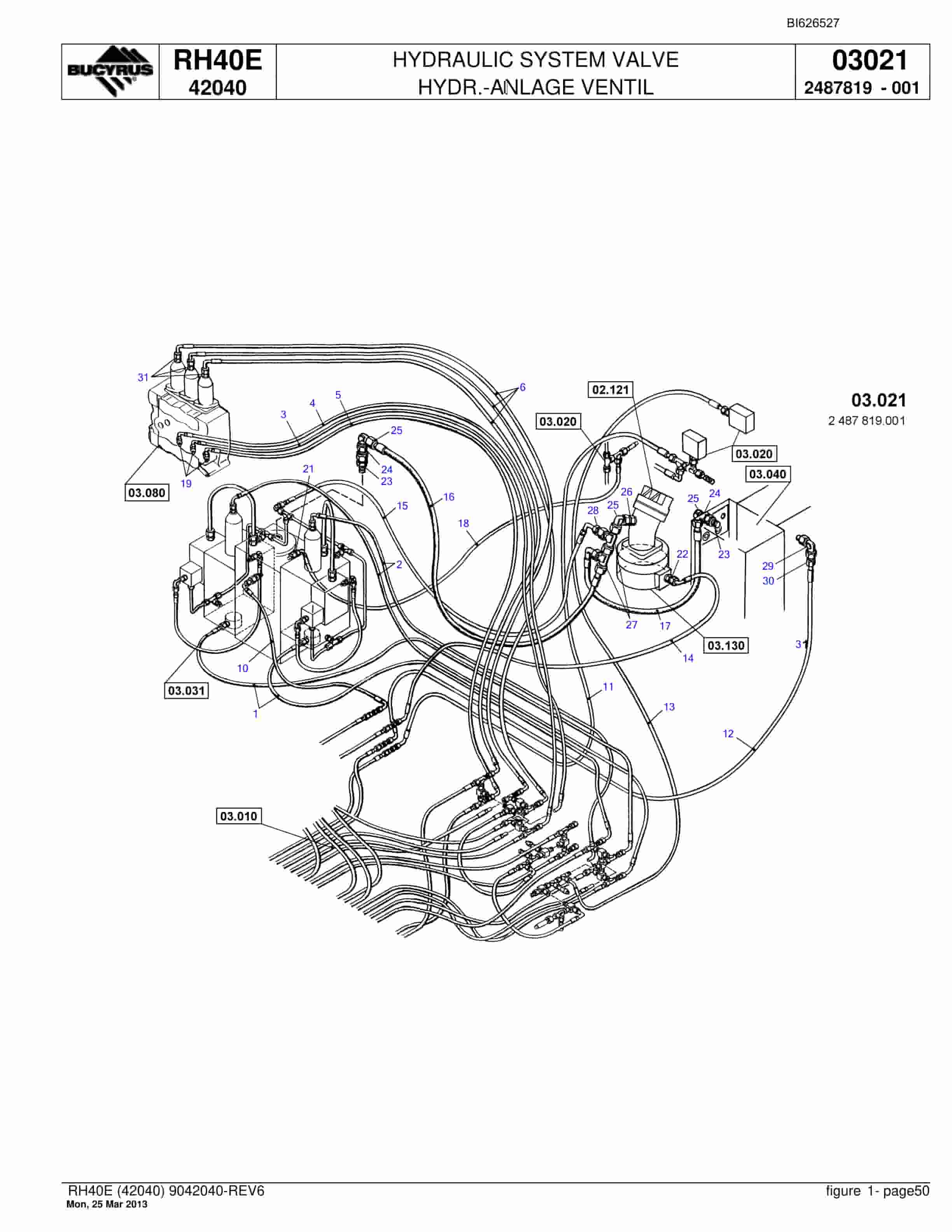 Bucyrus RH40E Hydraulic Excavator Parts Catalog BI626527-3