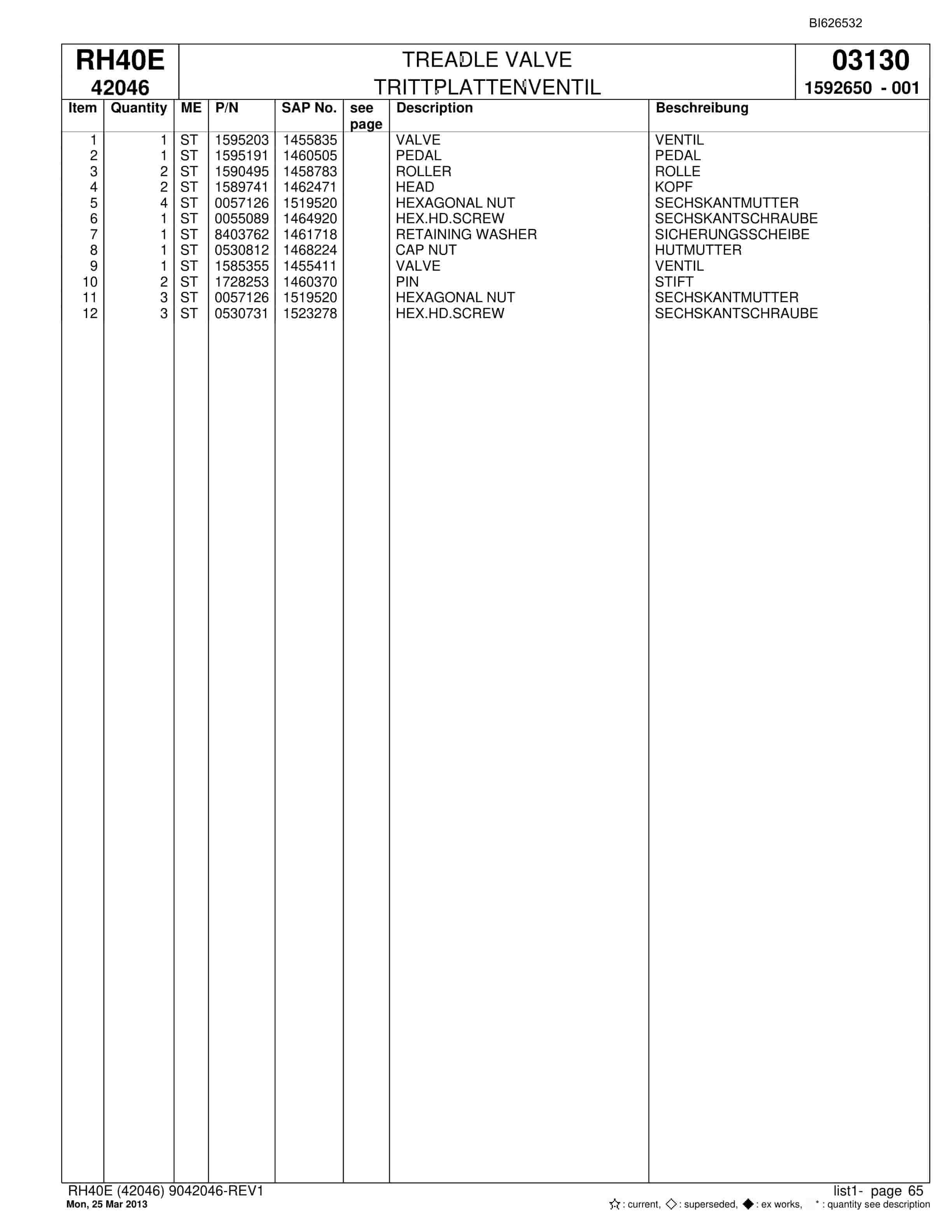 Bucyrus RH40E Hydraulic Excavator Parts Catalog BI626532-4