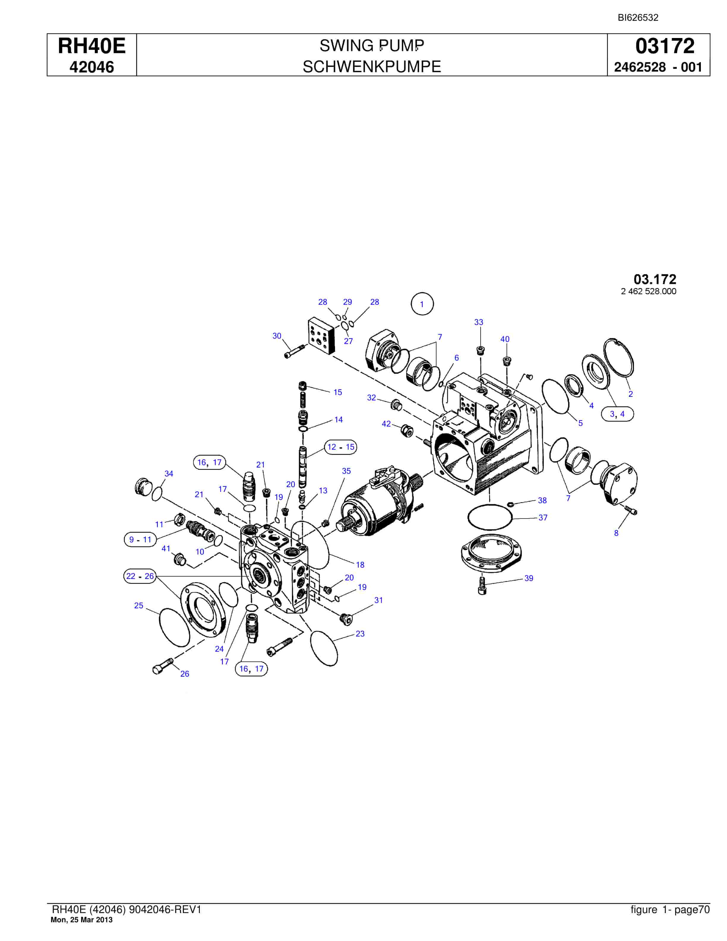 Bucyrus RH40E Hydraulic Excavator Parts Catalog BI626532-5