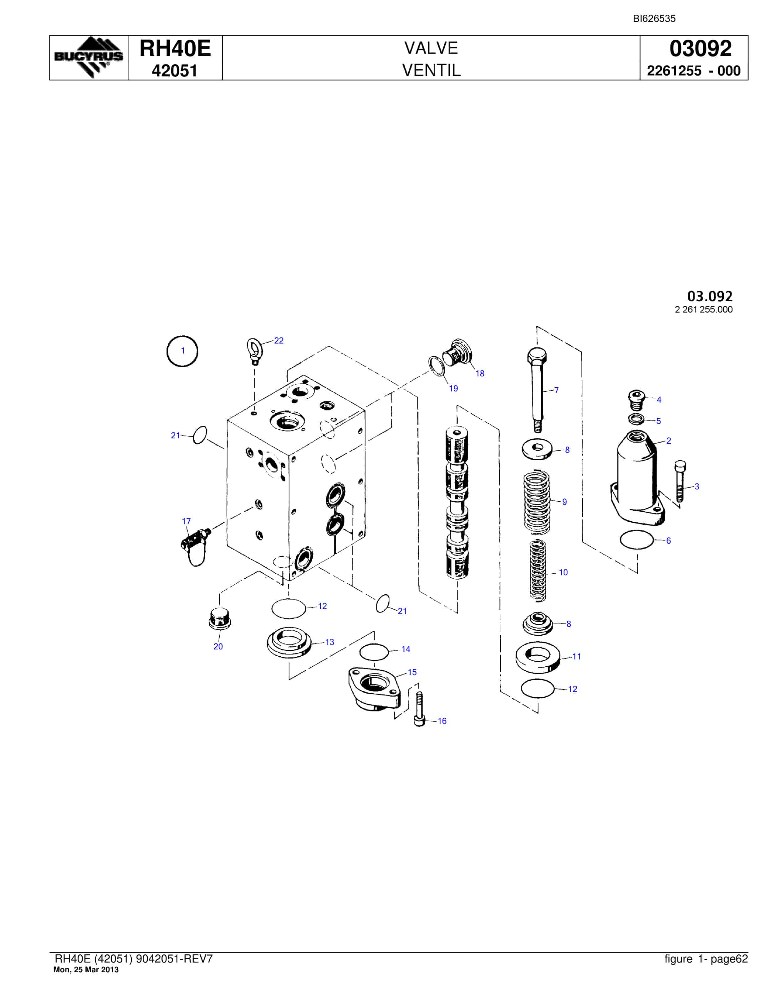 Bucyrus RH40E Hydraulic Excavator Parts Catalog BI626535-4