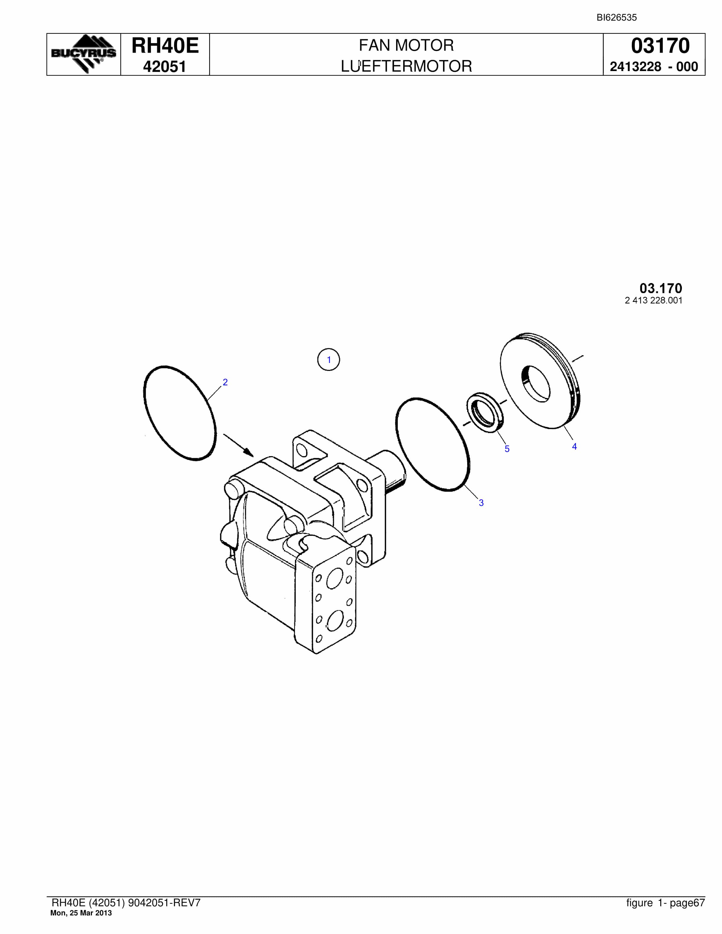 Bucyrus RH40E Hydraulic Excavator Parts Catalog BI626535-5