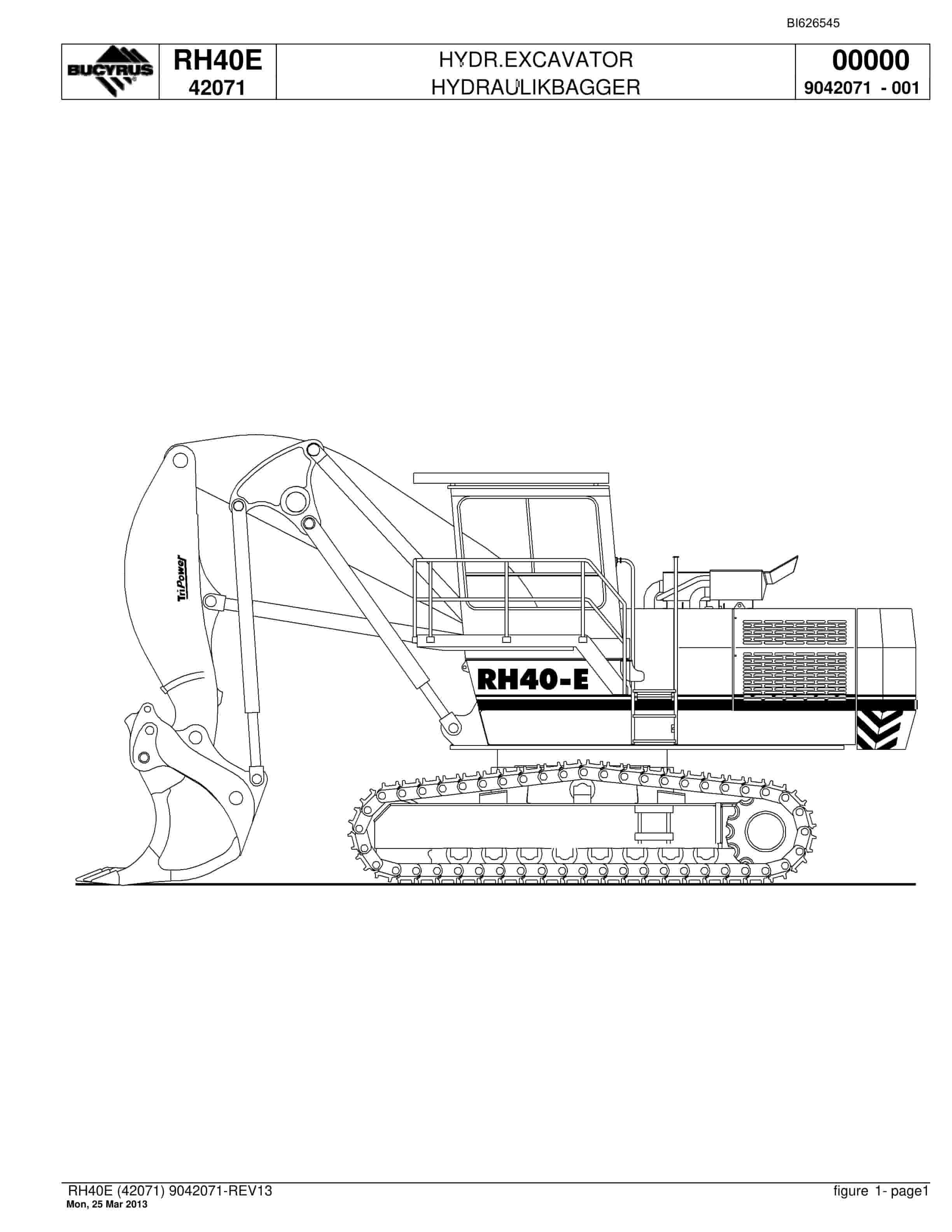 Bucyrus RH40E Hydraulic Excavator Parts Catalog BI626545