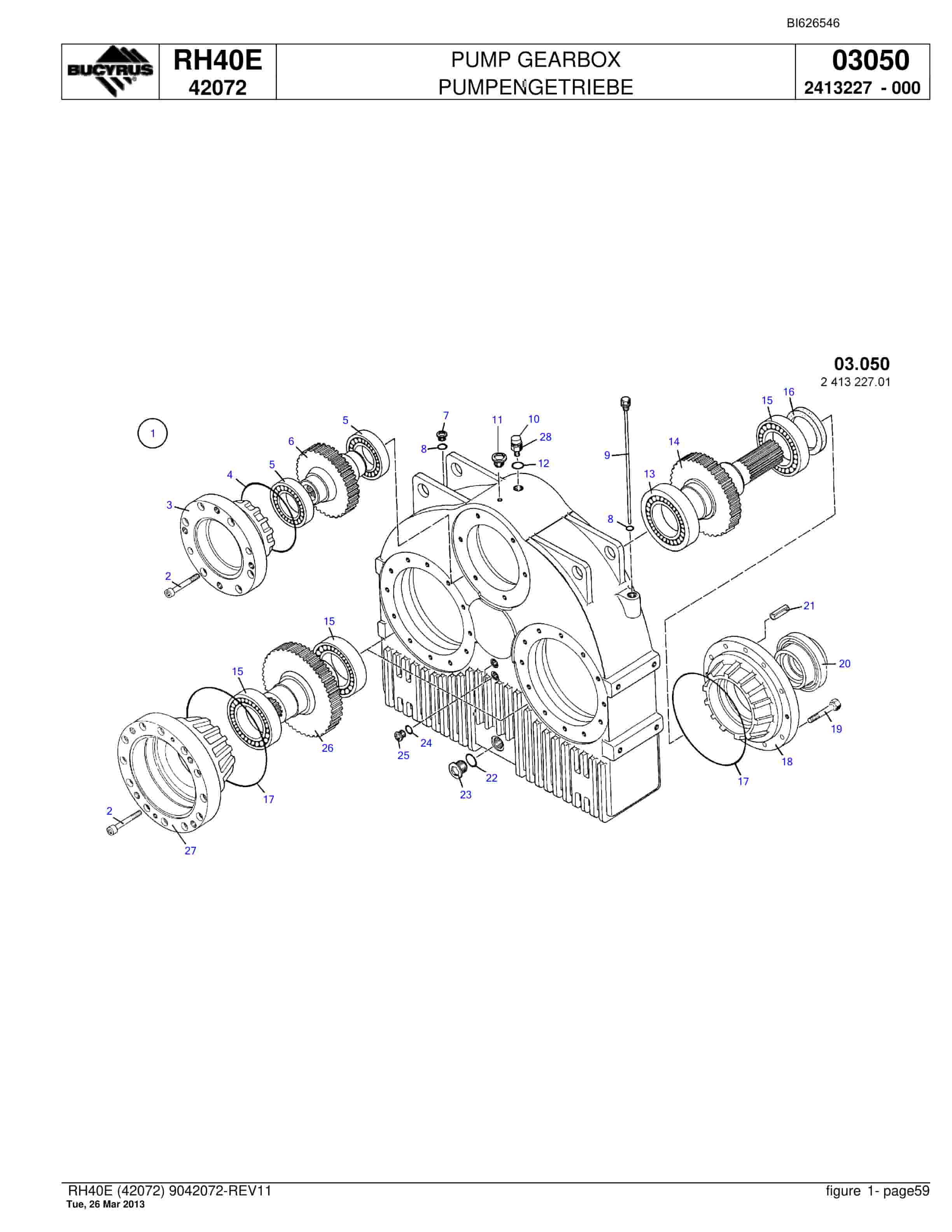 Bucyrus RH40E Hydraulic Excavator Parts Catalog BI626546-3