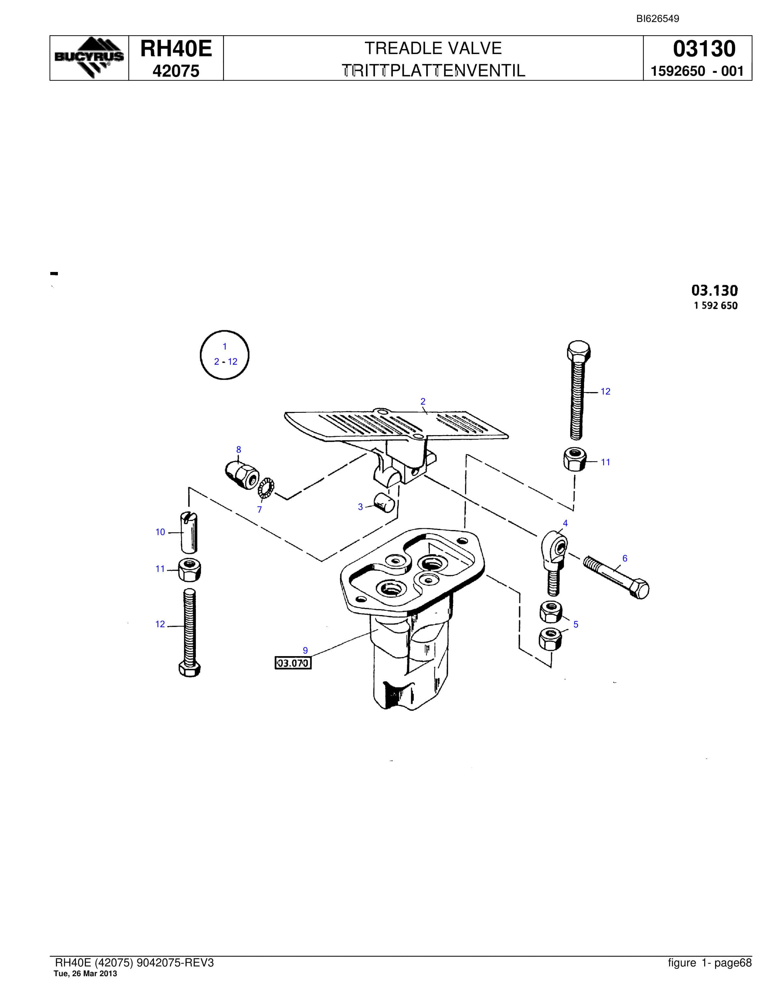 Bucyrus RH40E Hydraulic Excavator Parts Catalog BI626549-4