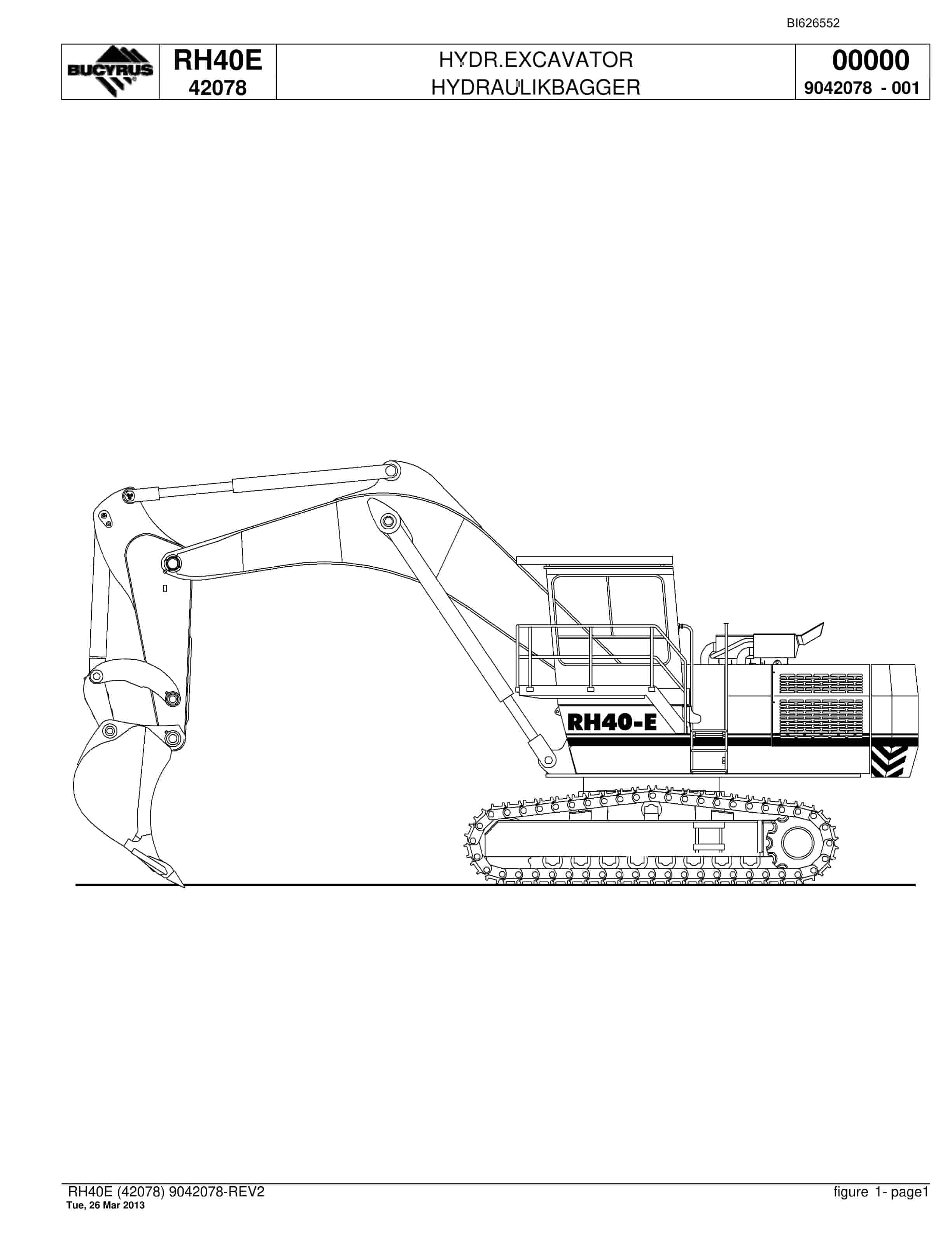 Bucyrus RH40E Hydraulic Excavator Parts Catalog BI626552