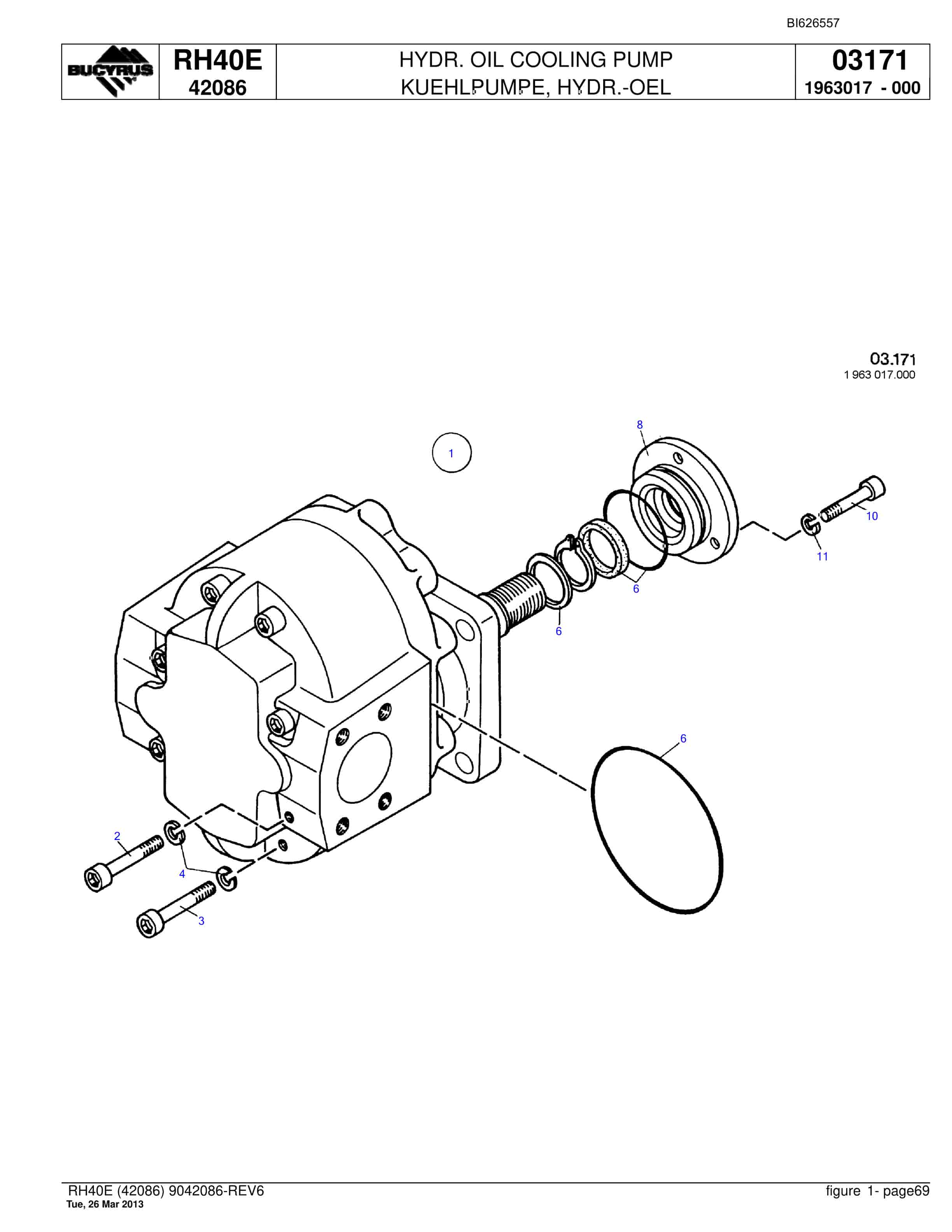 Bucyrus RH40E Hydraulic Excavator Parts Catalog BI626557-5